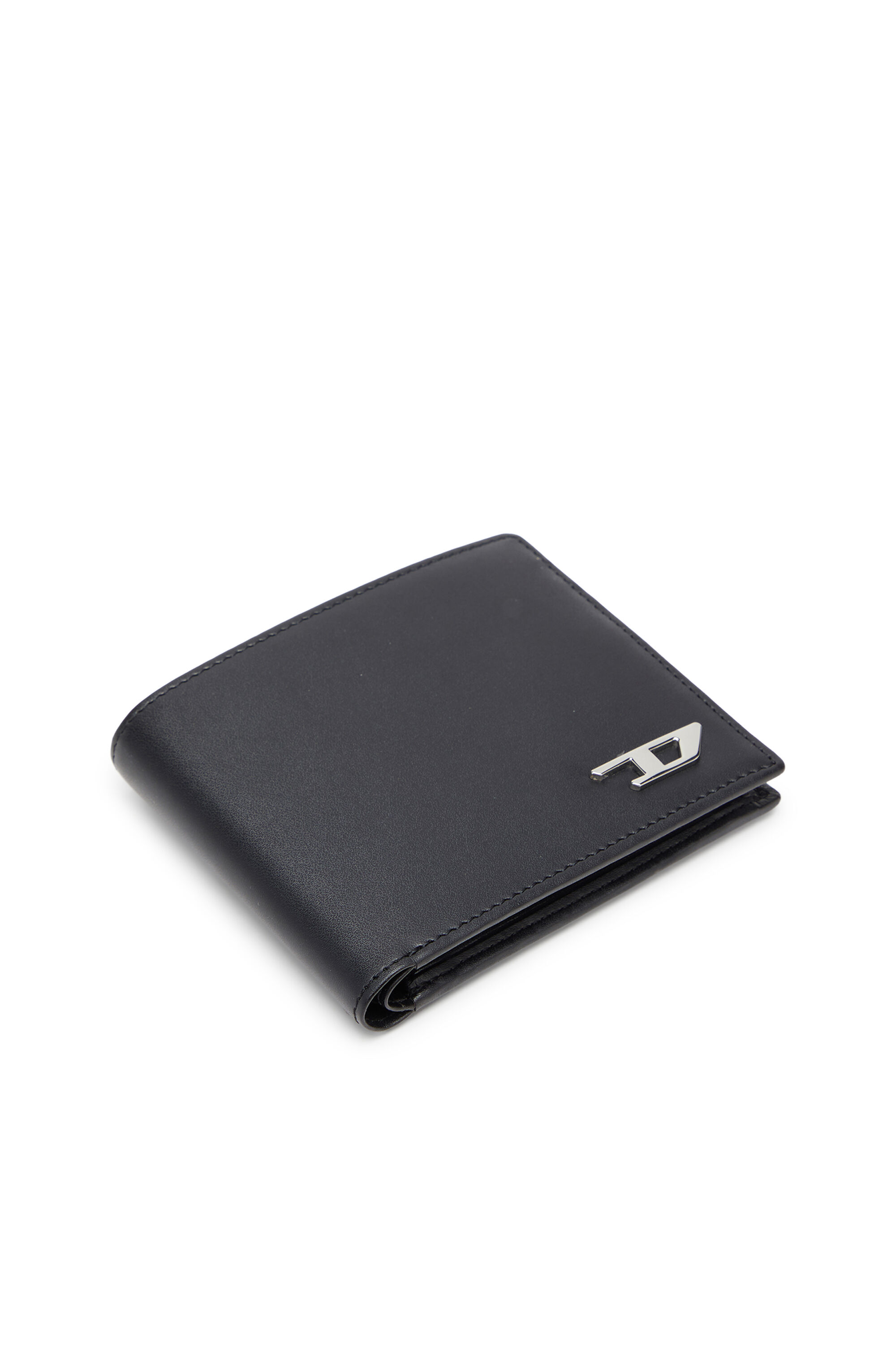 Diesel - D-LOGO 2.0 BI FOLD COIN S, Man's Bi-fold wallet in leather with coin pocket in Black - 4