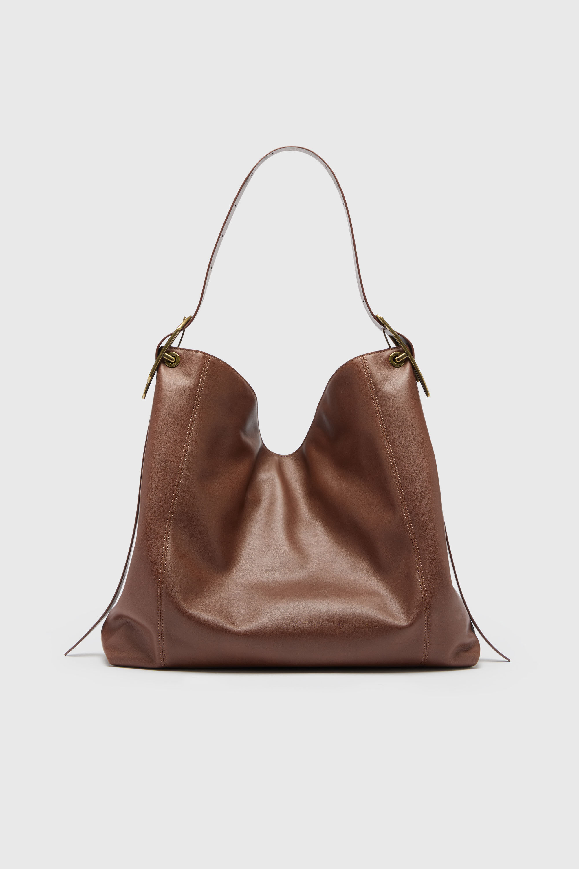 Diesel - D-LINE HOBO L, Woman's D-Line-Hobo bag in leather in Dark Brown - 2