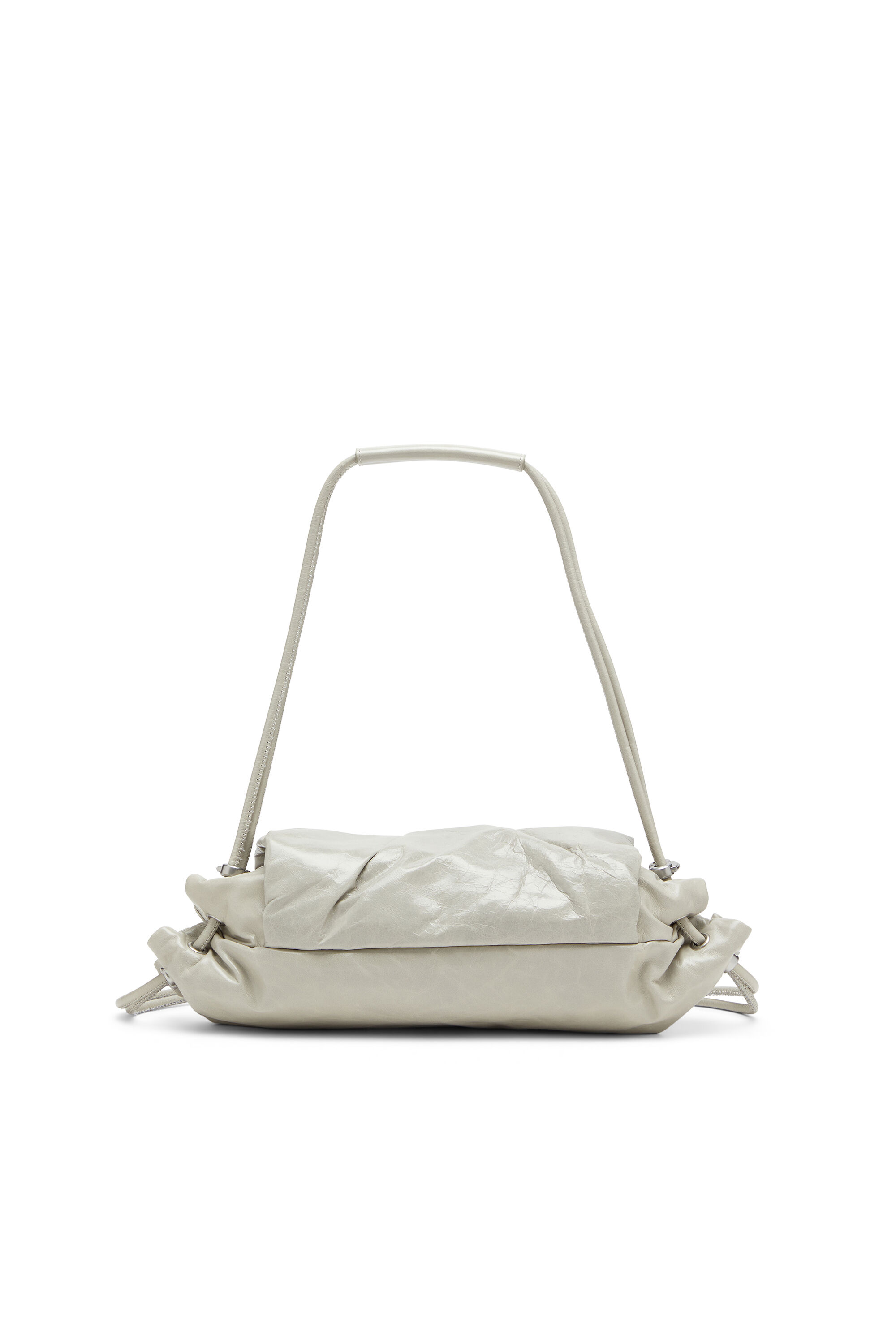 Diesel - SCRUNCH-D SHOULDER S, Woman's Scrunch-D S-Shoulder bag in scrunched leather in White - 2