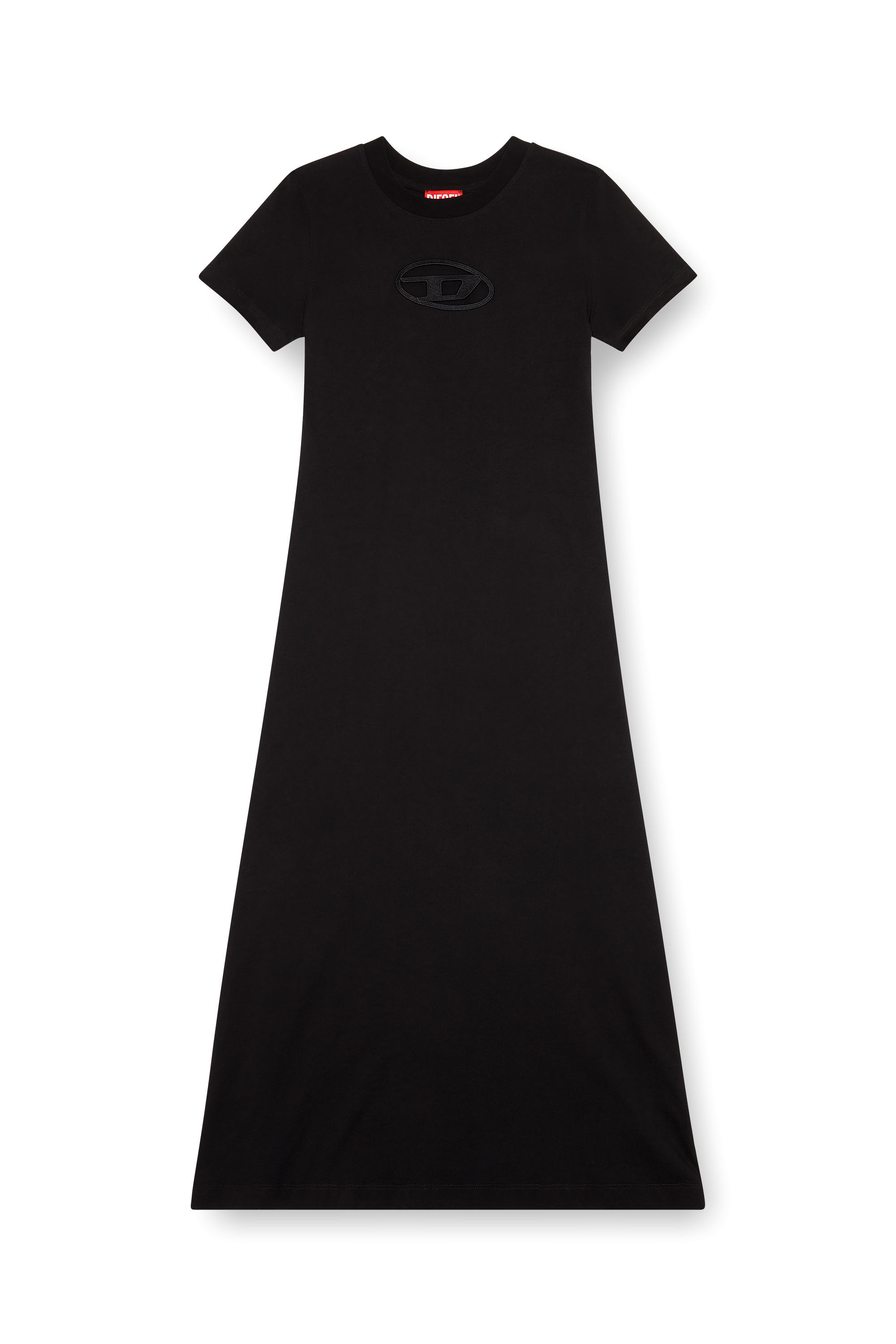 Diesel - D-ALIN-OD, Woman's T-shirt dress with embroidered D in Black - 2