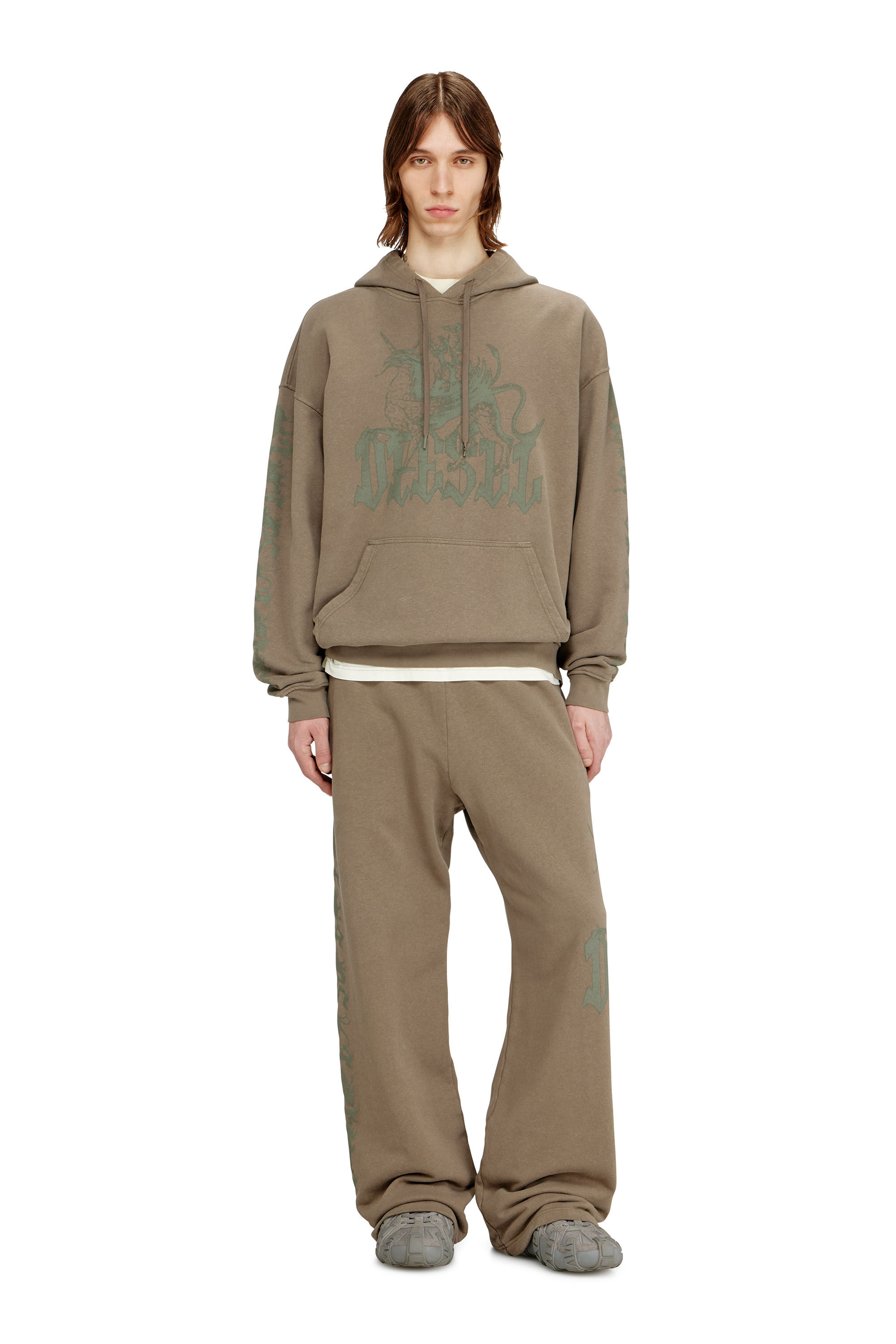 Diesel - S-GRIFFON, Man's Treated hoodie with griffin print in null - 1