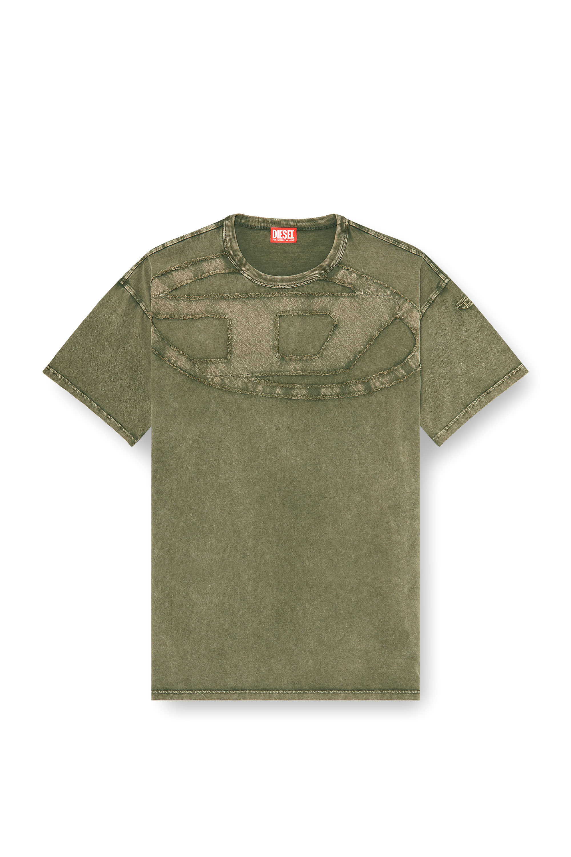 Diesel - T-BOXT-DEN, Man's Relaxed cotton T-shirt with Oval D applique in Military Green - 2