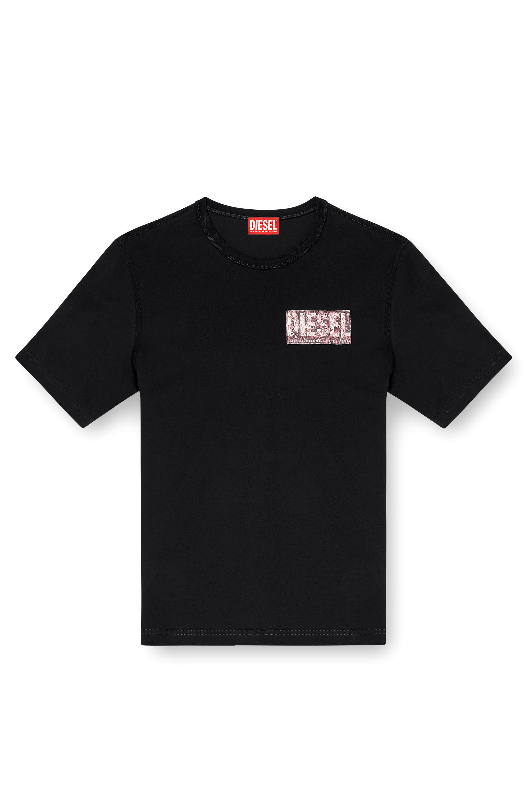 Diesel - T-ADJUST-R19, Man's T-shirt with gabardine patch logo in Black - 2