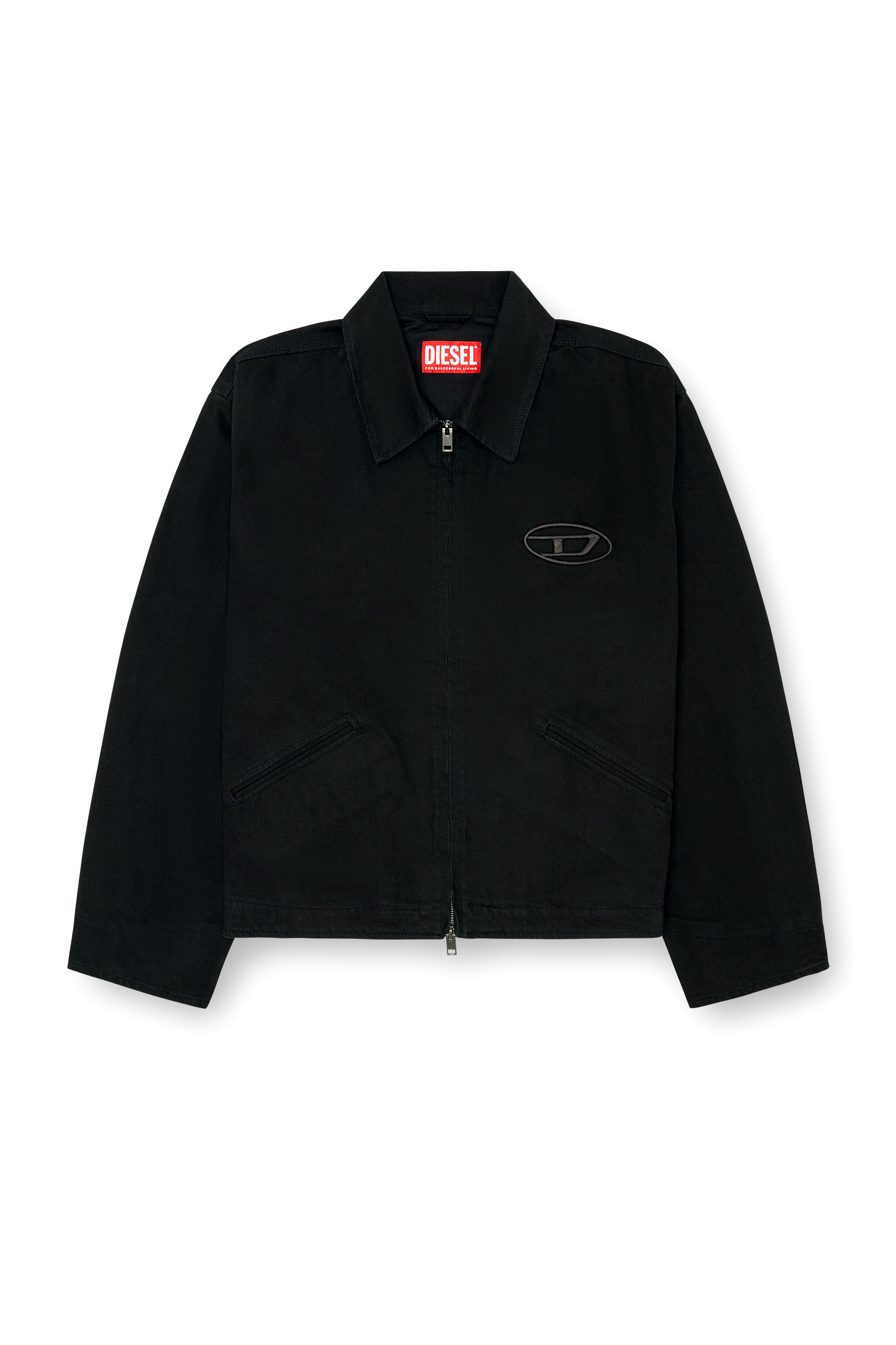 Diesel - J-TAYLOR-BLEACH, Man's Denim blouson jacket with bleached logo in Black - 2