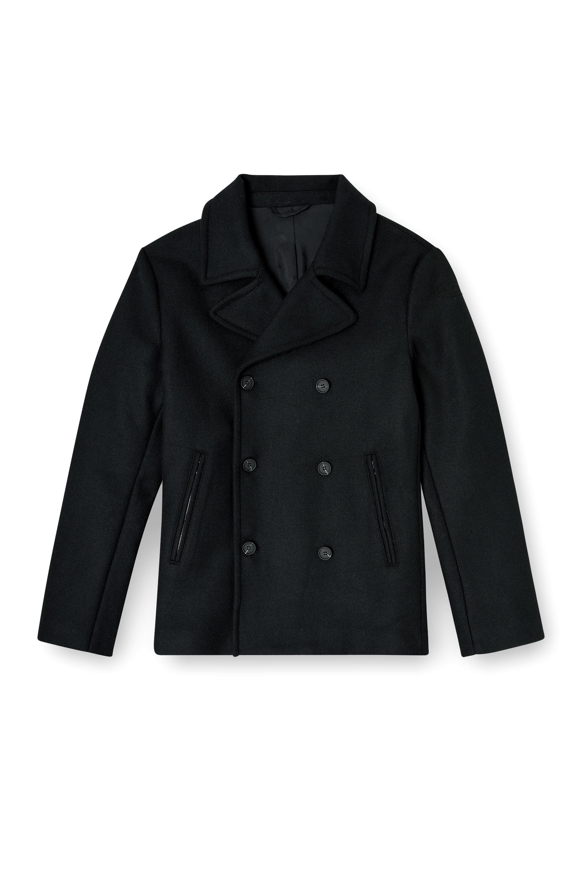 Diesel - W-HALEY-WRD, Man's Peacoat in felted wool blend in Black - 2
