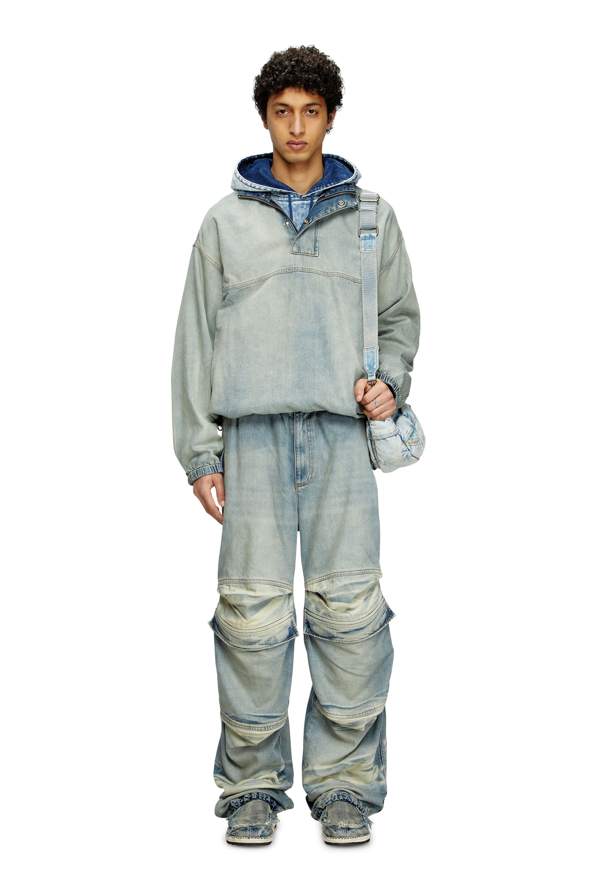 Diesel - D-FLOW-S1, Unisex's Denim pullover in light bicolour denim in Light Blue - 1