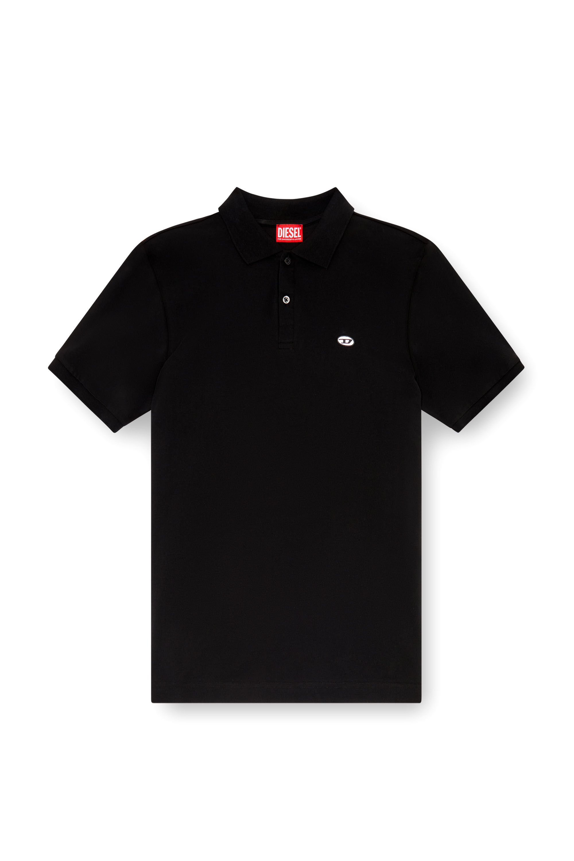 Diesel - T-REJUST-DOVAL-PJ, Man's Polo shirt with Oval D patch in Black - 2