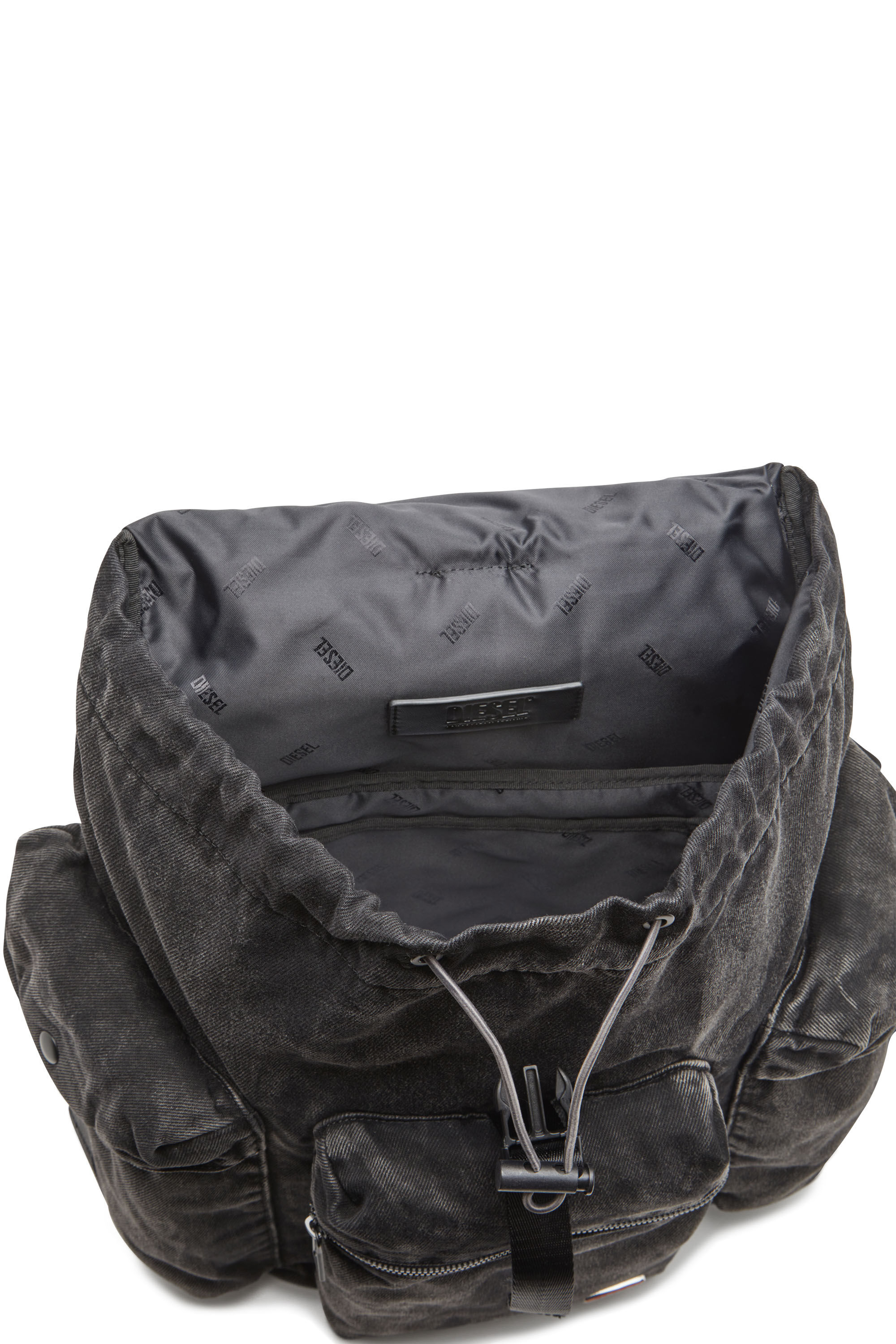 Diesel - UTLT BACKPACK, Man's Utlt Backpack-Utility backpack in cloudy-effect denim in Black - 2