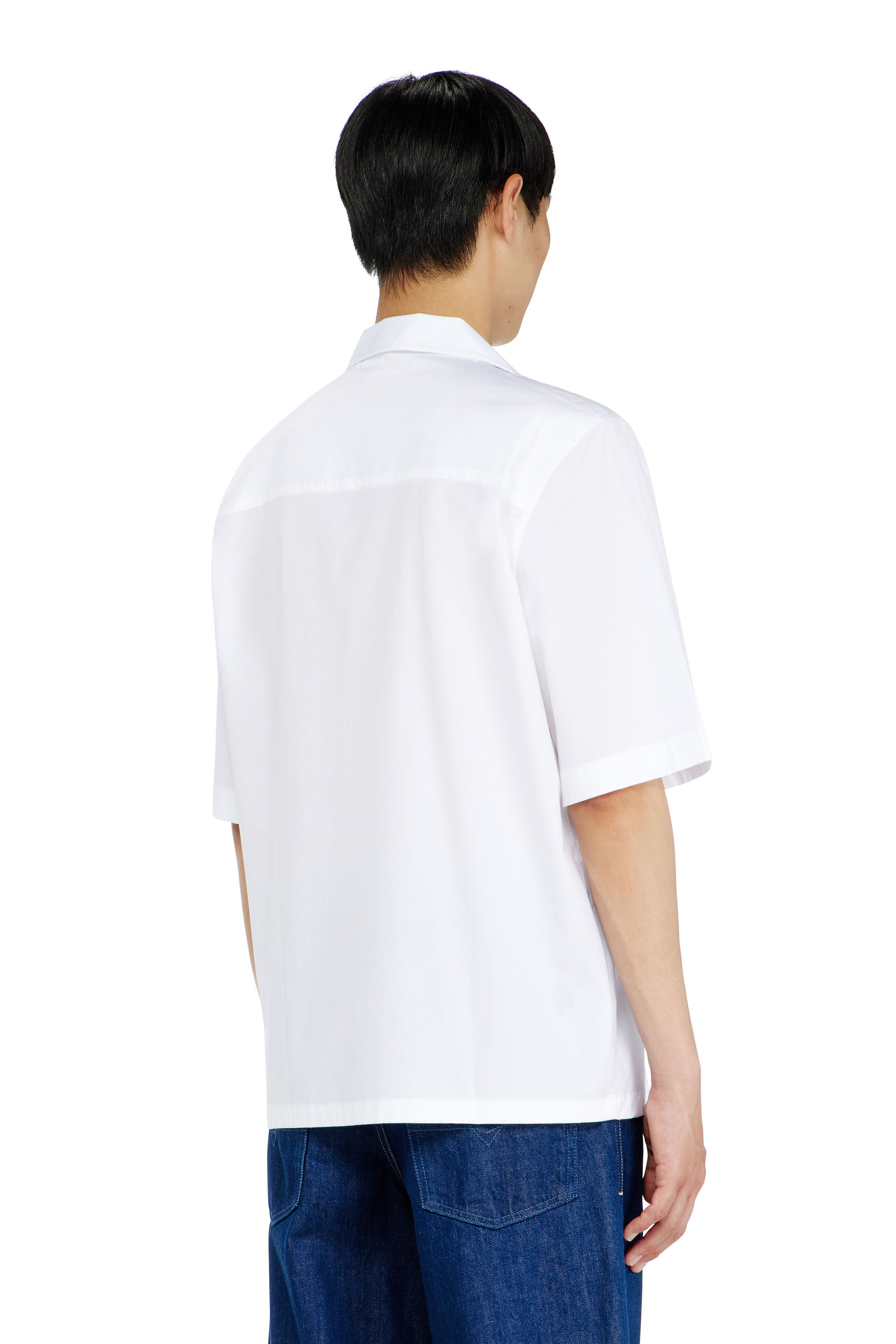 Diesel - S-MAC-GSBH, Man's Stretch poplin shirt with Oval D embroidery in White - 3