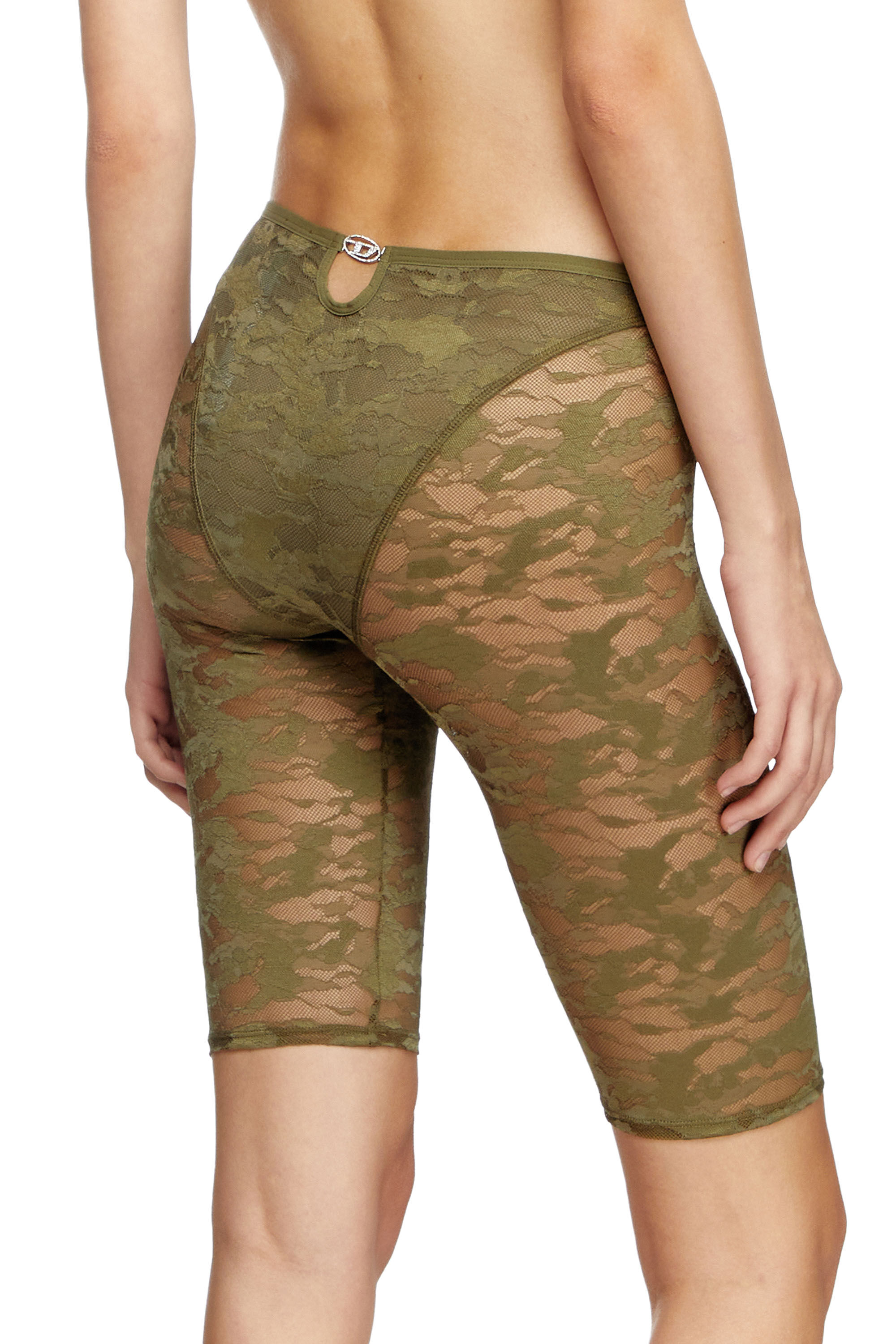 Diesel - UFLB-D-OVAL-LACE-SHORT, Woman's Camo lace shorts with Oval D plaque in Military Green - 4