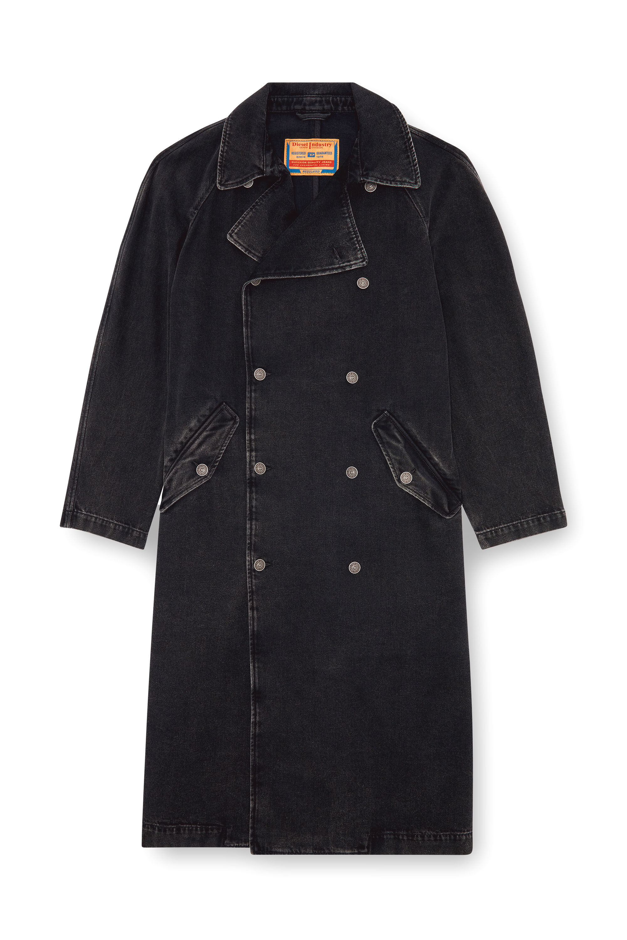 Diesel - D-DELIRIOUS-D, Man's Trench coat in clean-wash denim in Black - 2