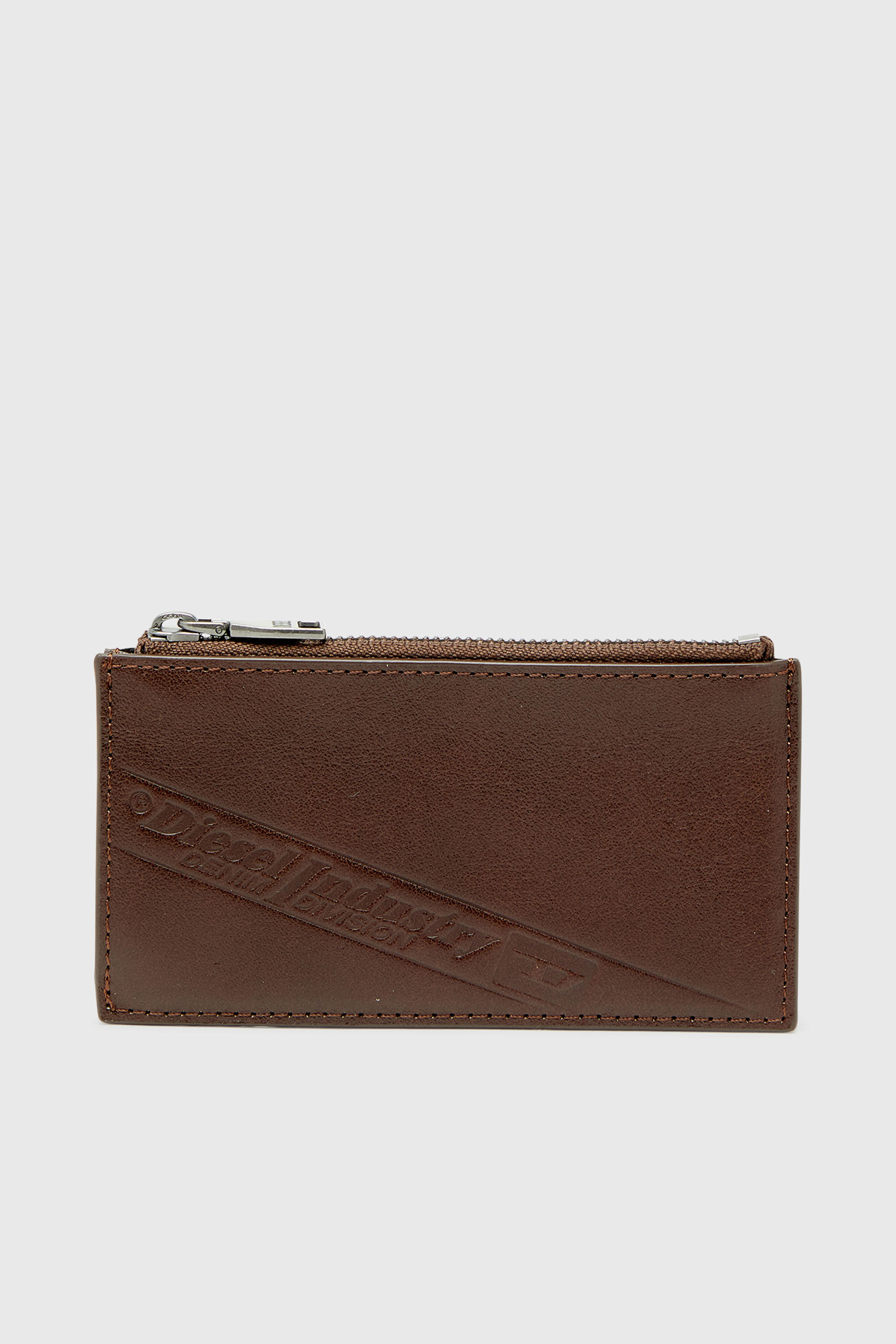 Diesel - FLAG-D CARD HOLDER III, Man's Leather card holder with zip closure in Brown - 1