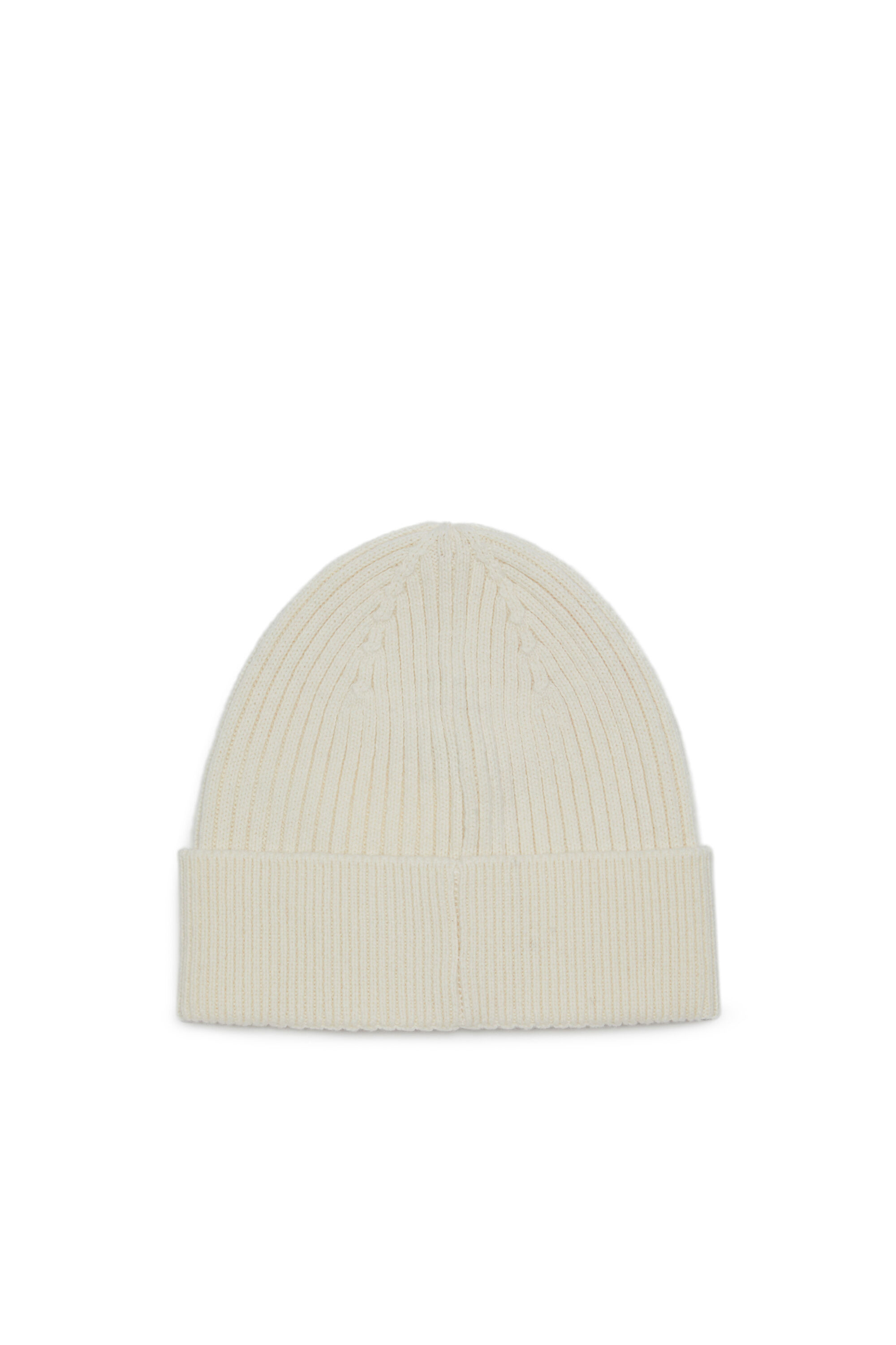 Diesel - K-CODER-H 2X2, Unisex's Ribbed beanie with logo patch in White - 2