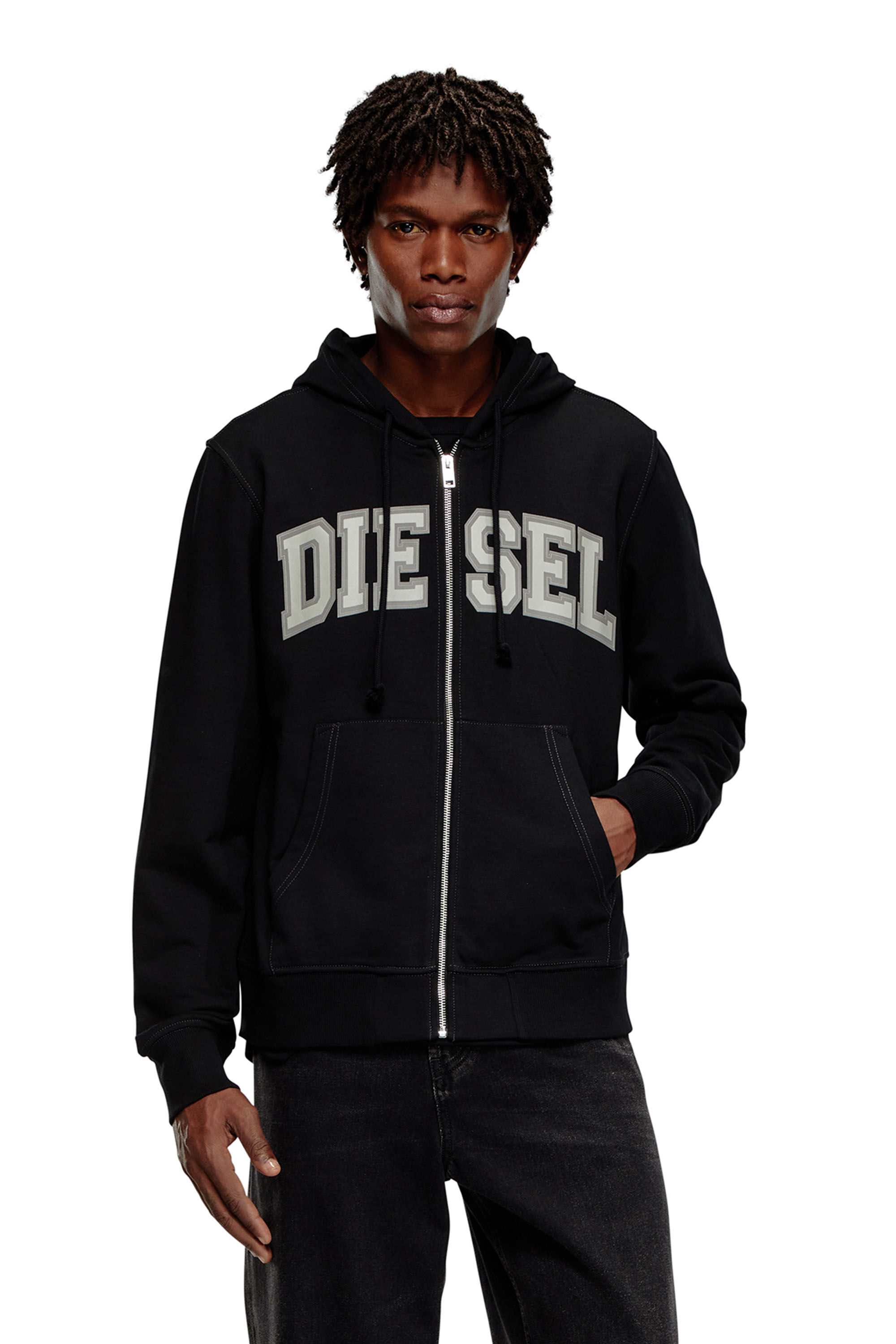 Diesel - S-GINN-HOOD-ZIP-K12, Black - Image 3