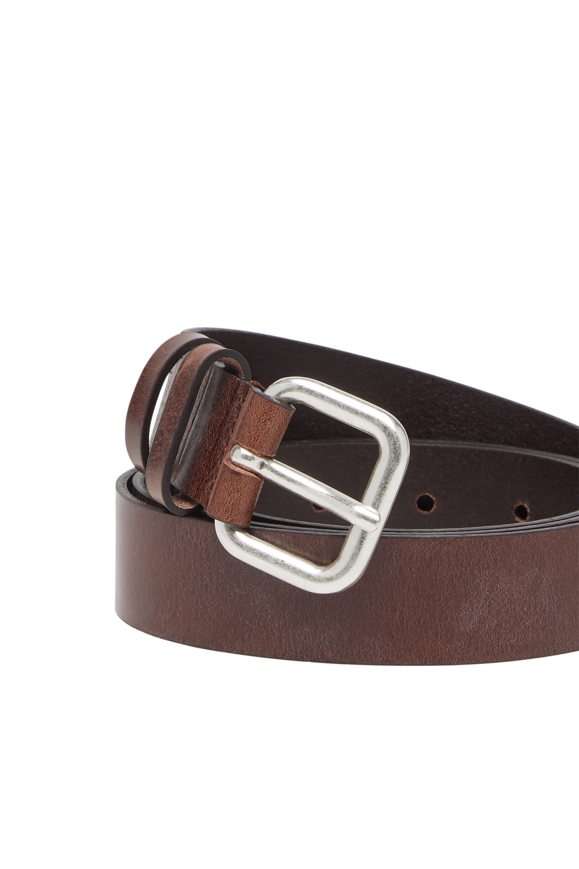 Diesel - B-INLAY, Unisex's 2.9cm leather belt with oval d logo in Brown - 3