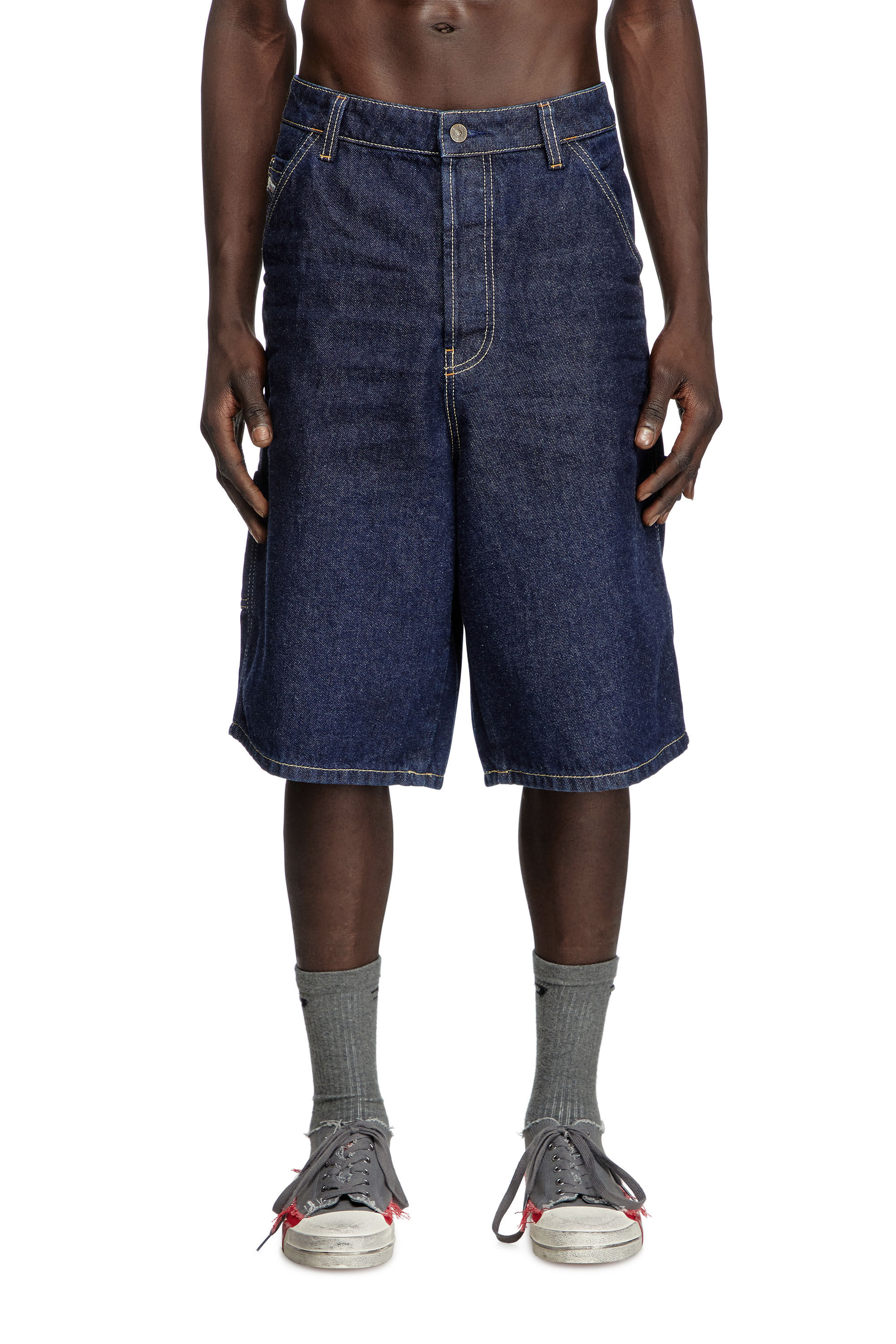 Diesel - D-LIVERY-SHORT, Man's Utility shorts in clean-wash denim in Dark Blue - 3