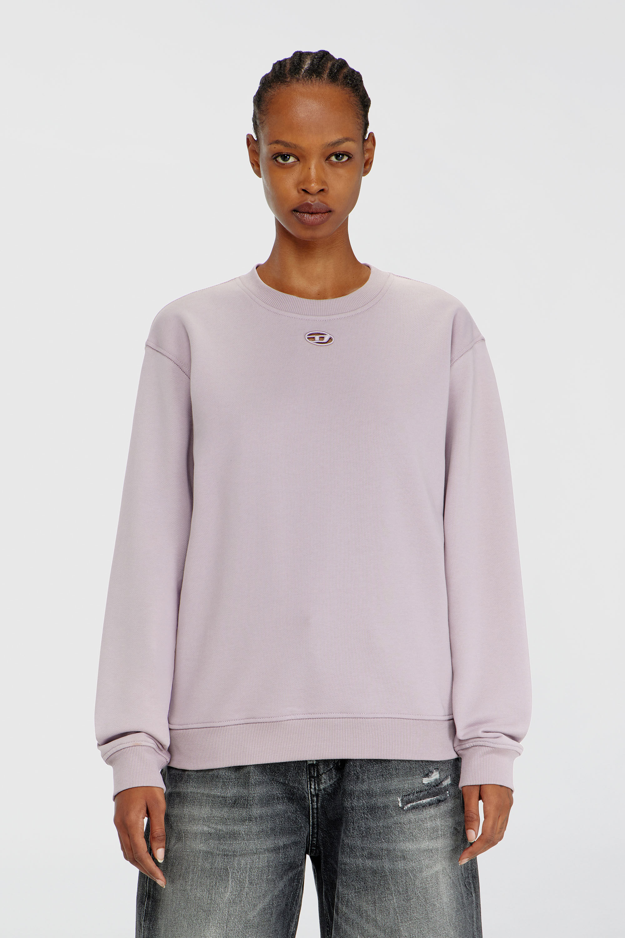 Diesel - F-NORMY-OD, Woman's Cotton sweatshirt with Oval D embroidery in Lilac - 3