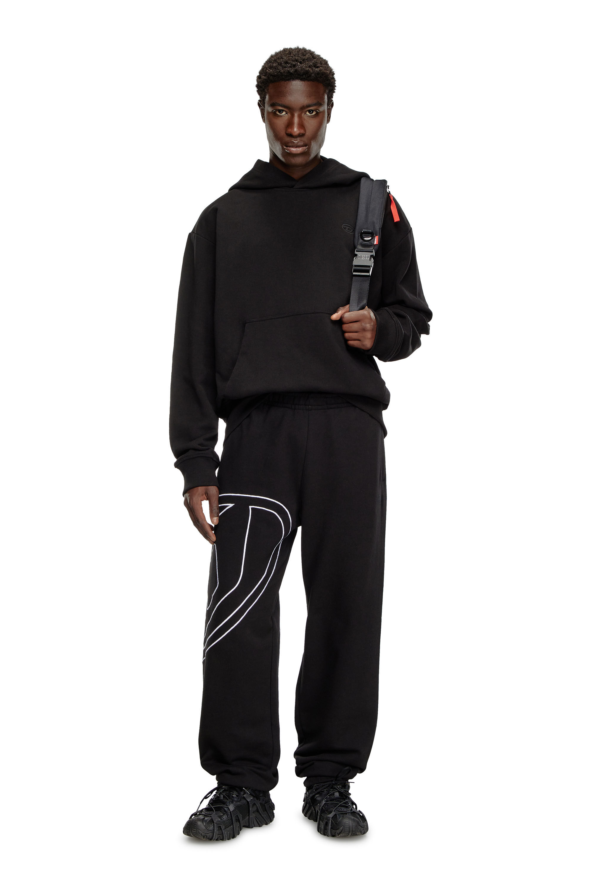 Diesel - P-MARKY-MEGOVAL-D, Man's Track pants with mega oval D in Black - 1