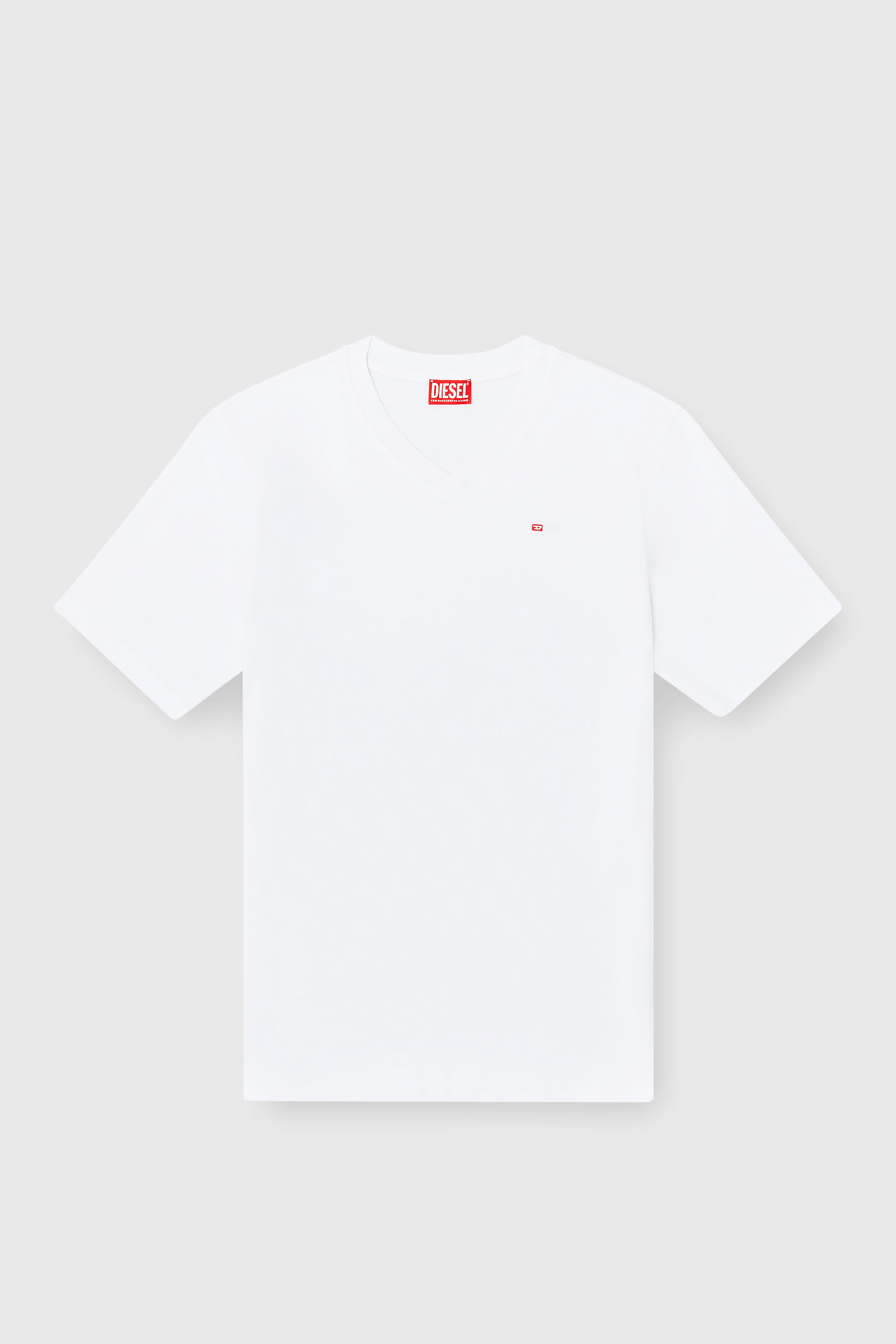 Diesel - T-ADJUST-V-MICRODIV, Man's V-neck T-shirt with micro logo embroidery in White/Red - 2