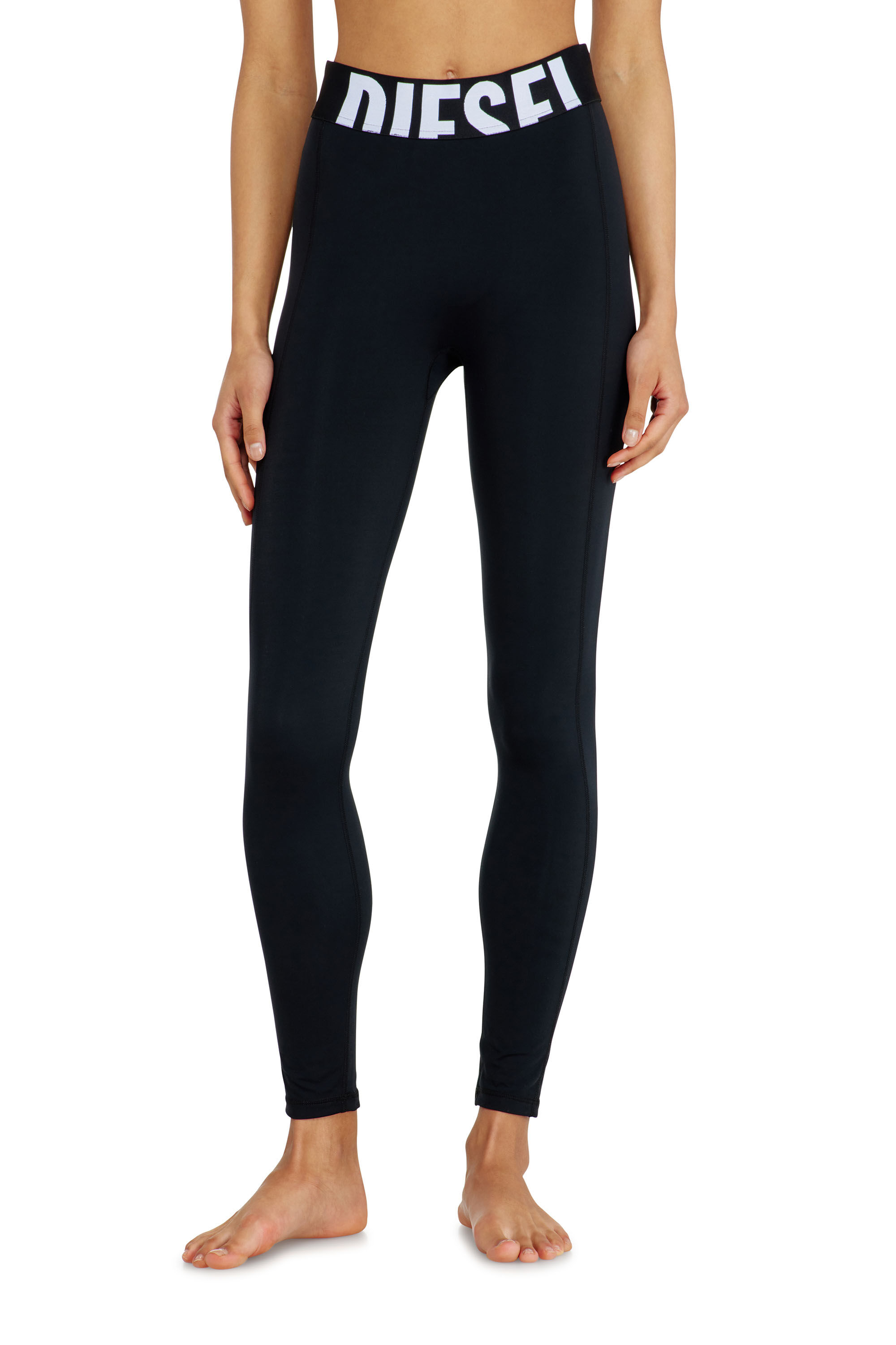 Diesel - ADELINE-D-POP, Woman's Microfibre leggings with cut-off logo in Black - 3