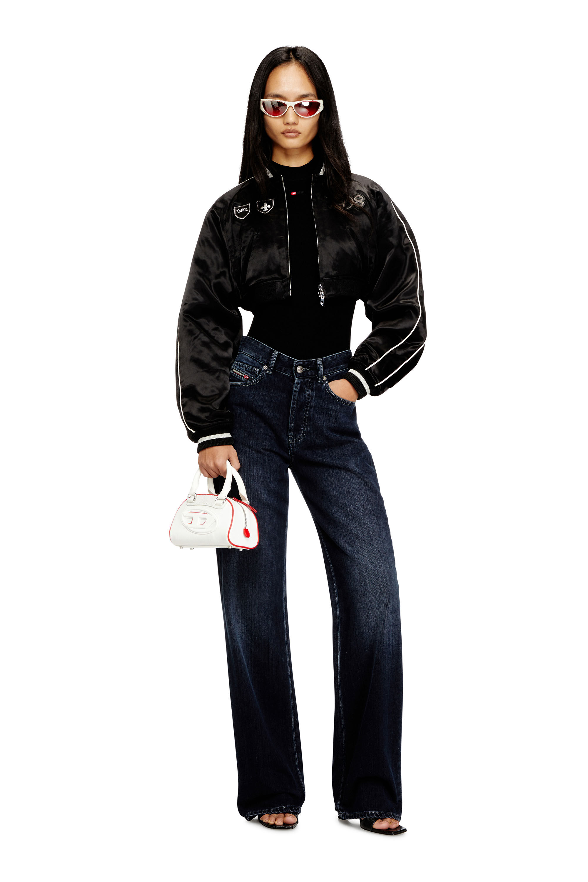 Diesel - G-OSPEL-CP, Woman's Cropped satin souvenir jacket in null - 1