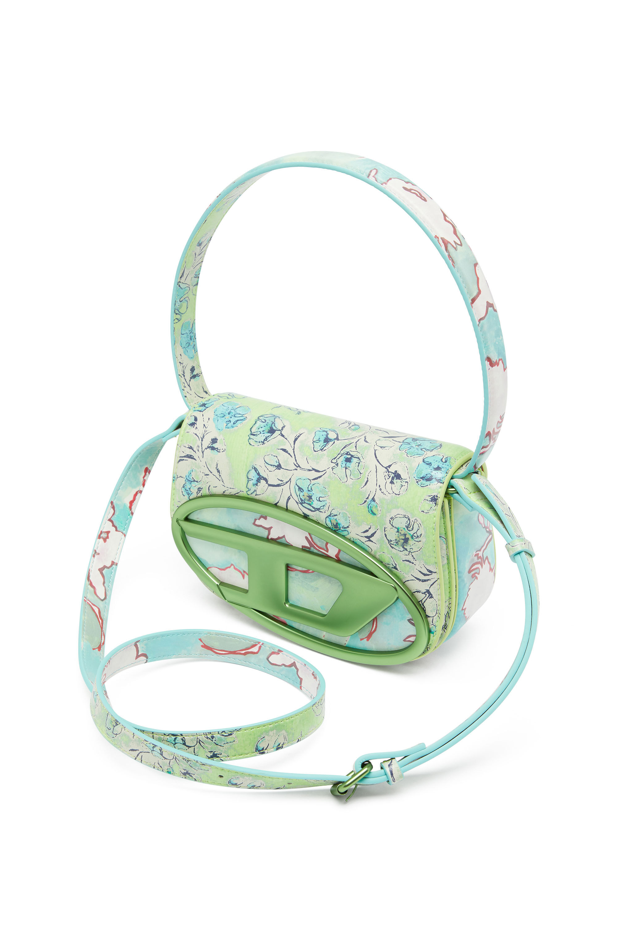 Diesel - 1DR, Woman's 1DR-Iconic shoulder bag with floral print in Green - 5