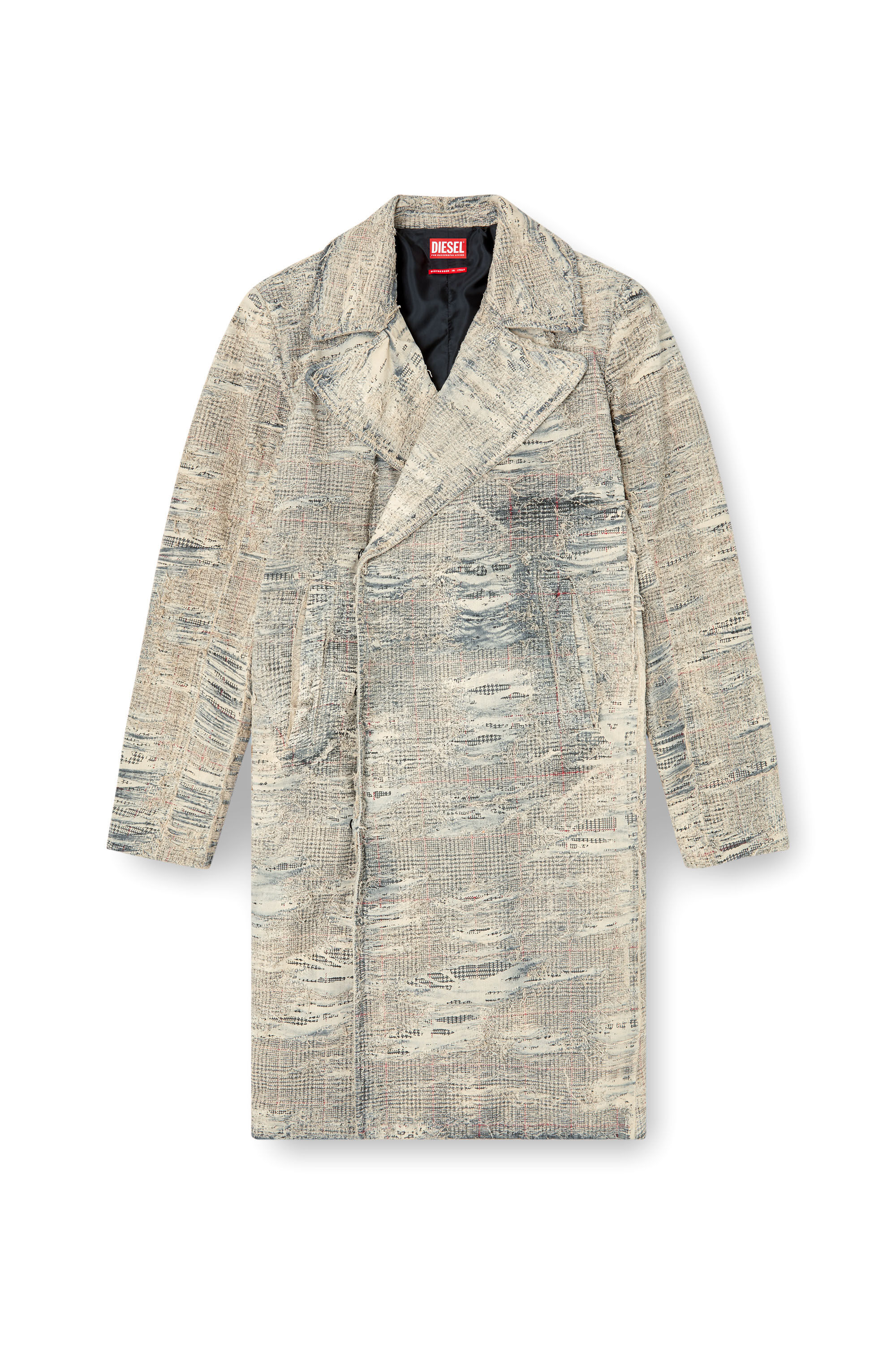 Diesel - D-ISCO-FSG, Man's Coat in distressed Prince of Wales denim in Grey - 2