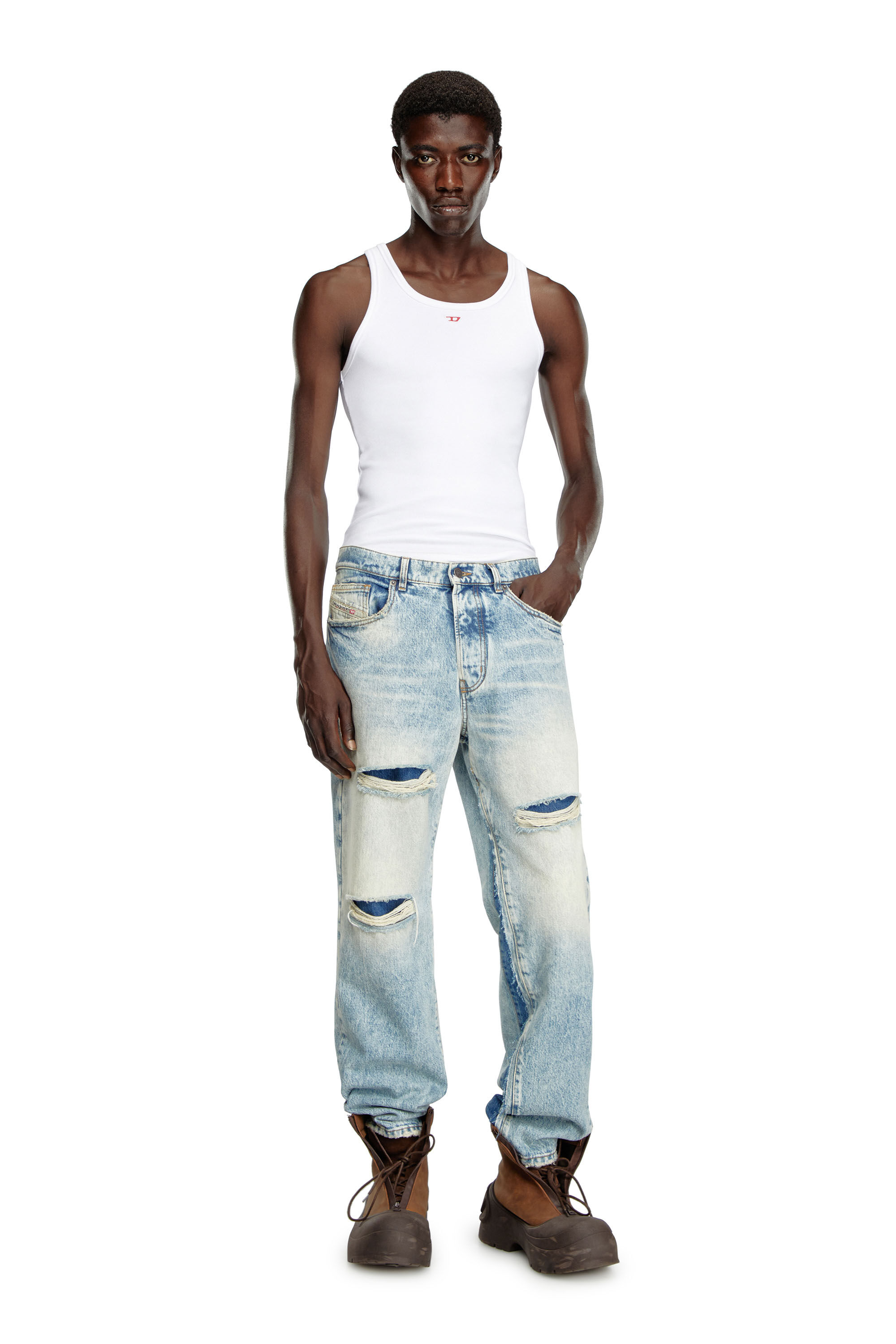 Diesel - Man's Straight Jeans D-Fire 0AJEN, Light Blue - 1