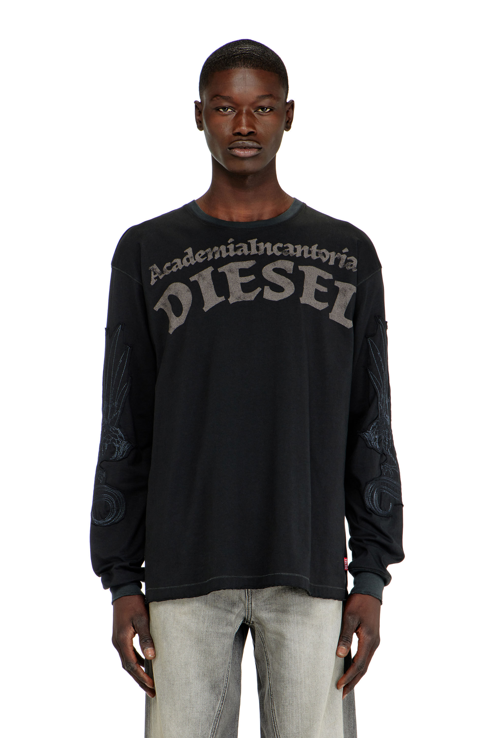 Diesel - T-NORM-LS-AA3, Man's Long-sleeve T-shirt with prints and patches in Black - 3