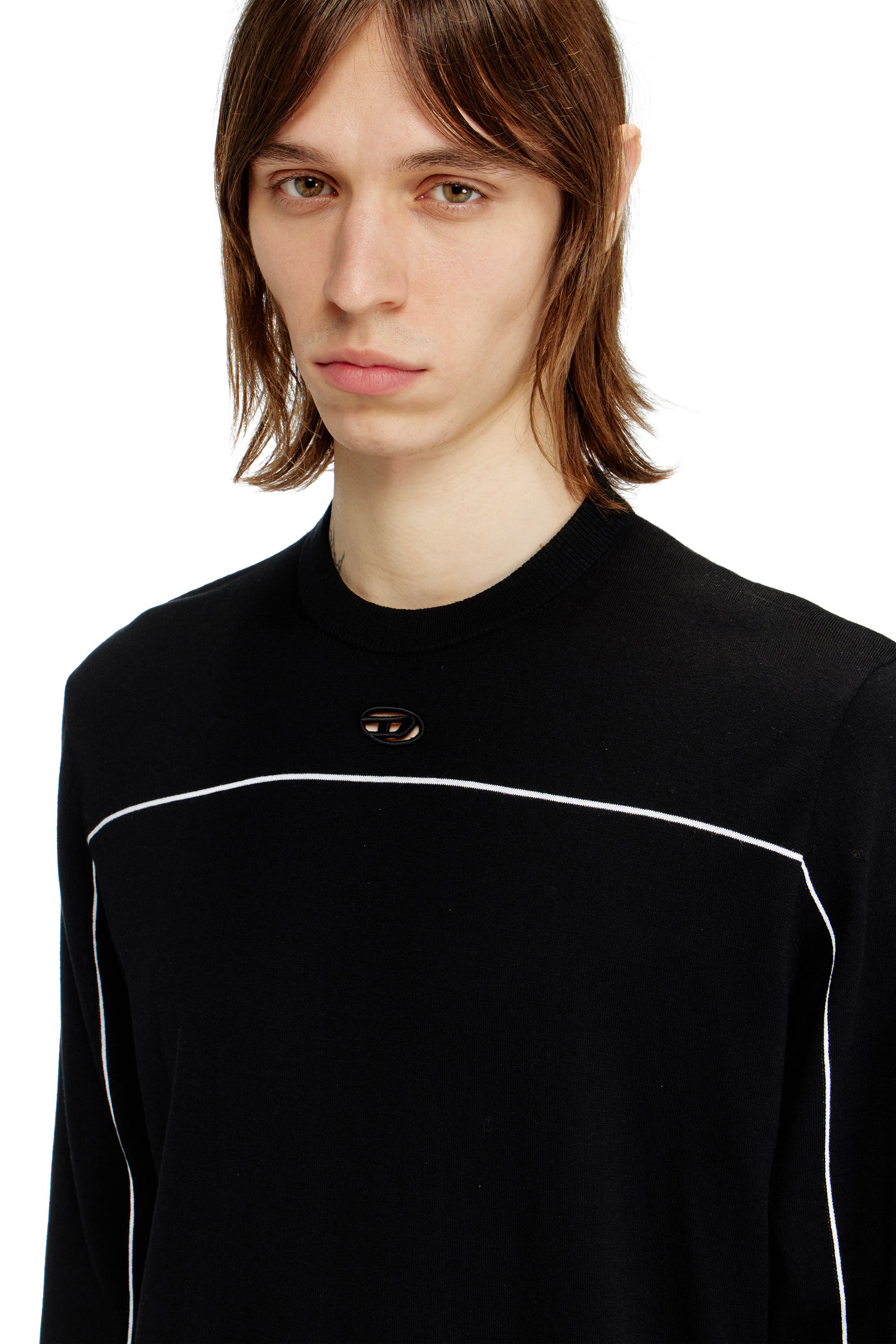 Diesel - K-VERENE, Man's Jumper in silk blend with piping in null - 5