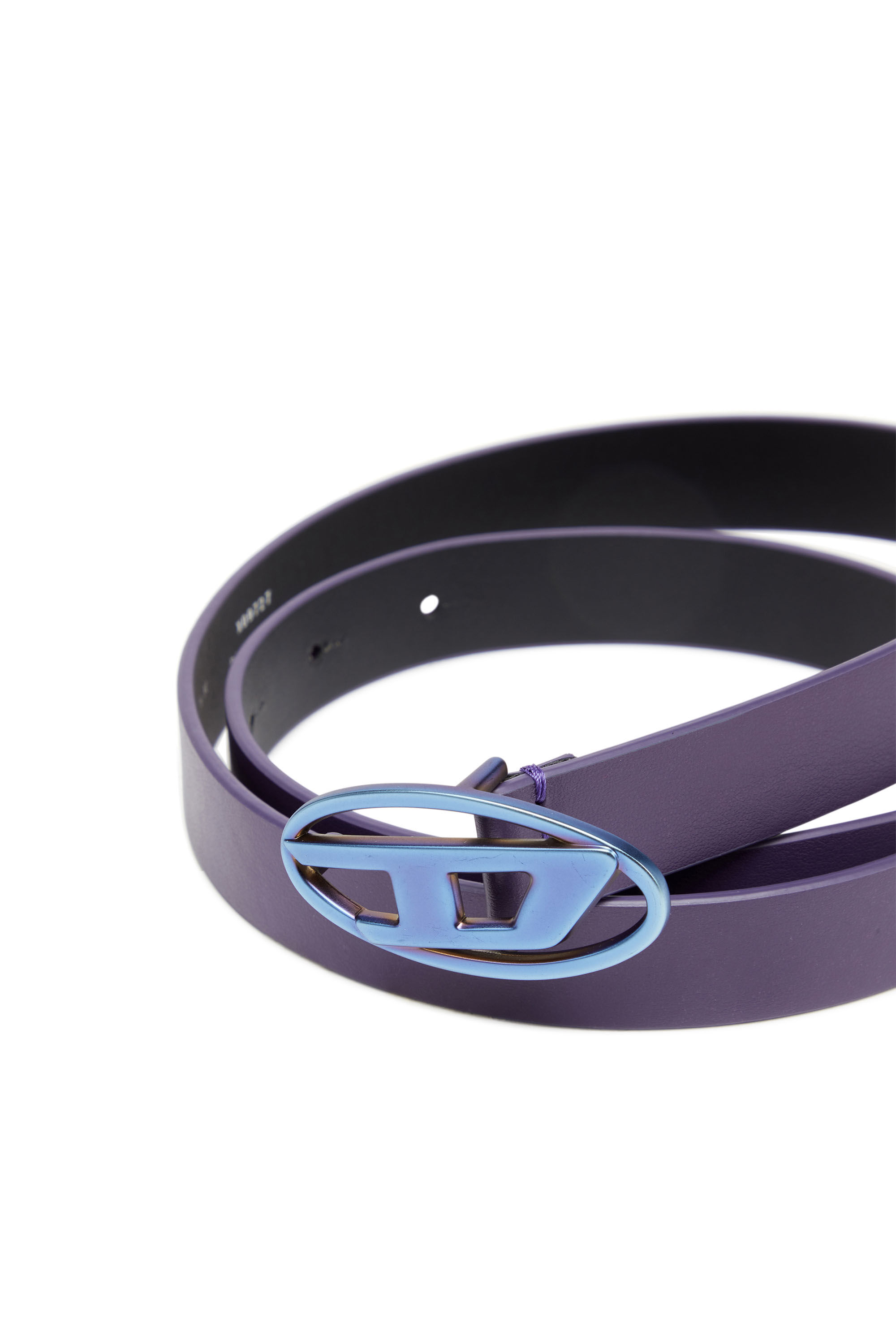 Diesel - B-1DR 20, Woman's Slim leather belt with iridescent buckle in Azure - 3