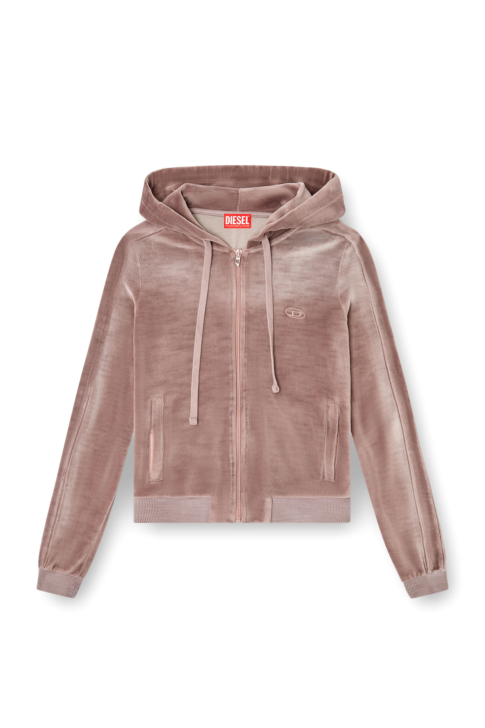 Diesel - F-ELY-Q1, Woman's Zip-up hoodie in faded chenille in Pink - 2