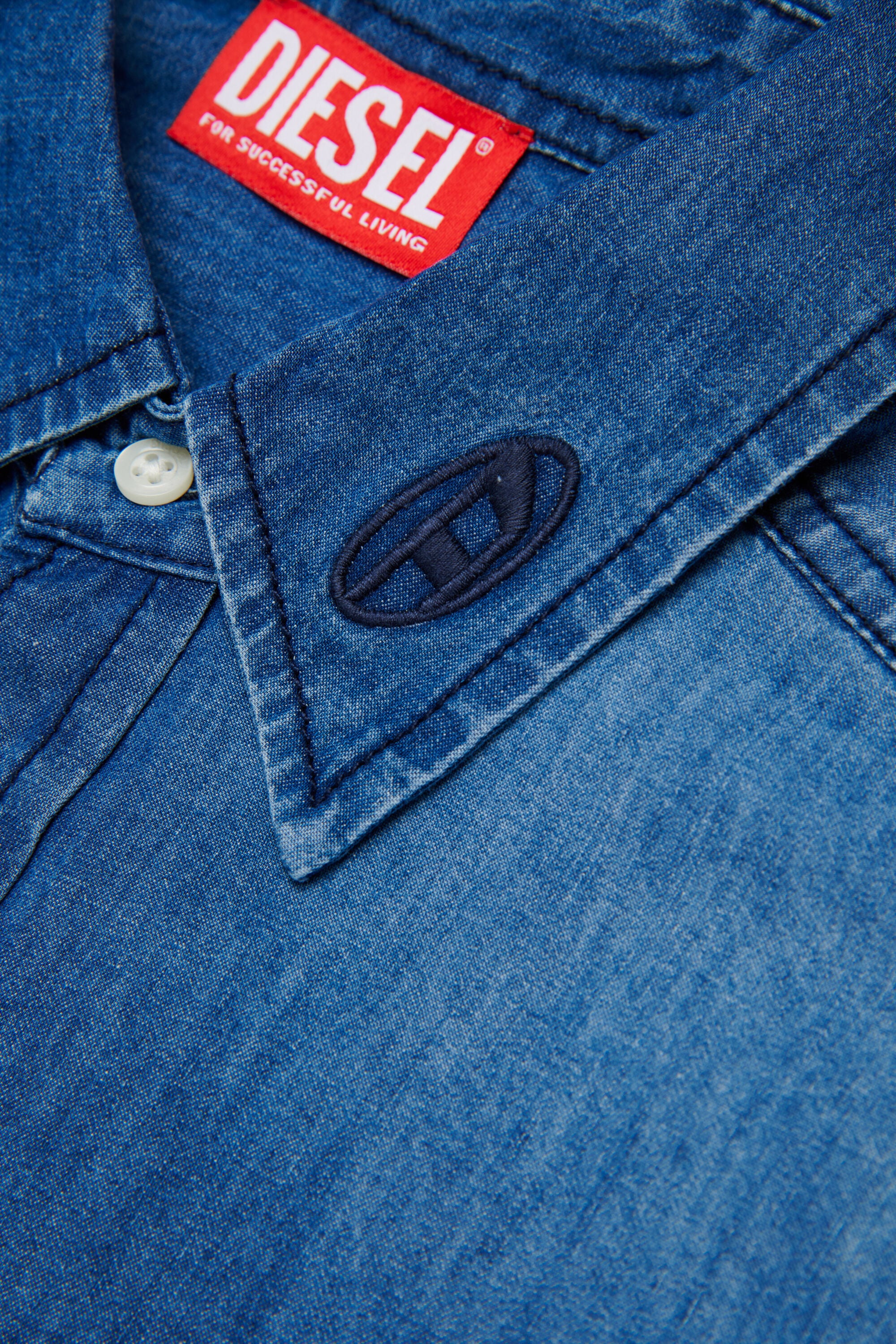 Diesel - CSIMPLY-OVER, Man's Denim shirt with Oval D embroidery in Medium blue - 4