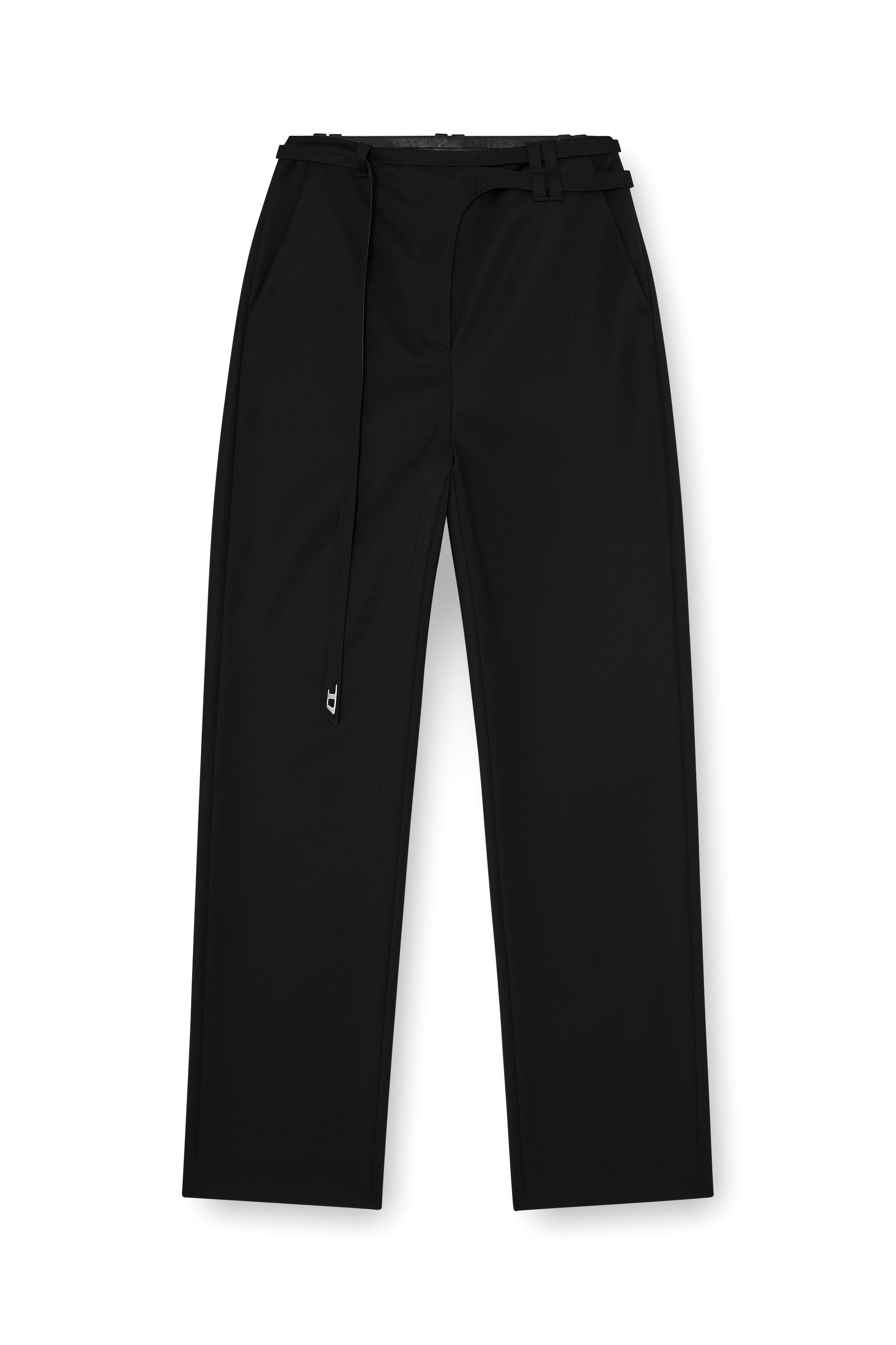 Diesel - P-IXIE-1, Woman's Tailored pants with biker belt strap in Black - 3