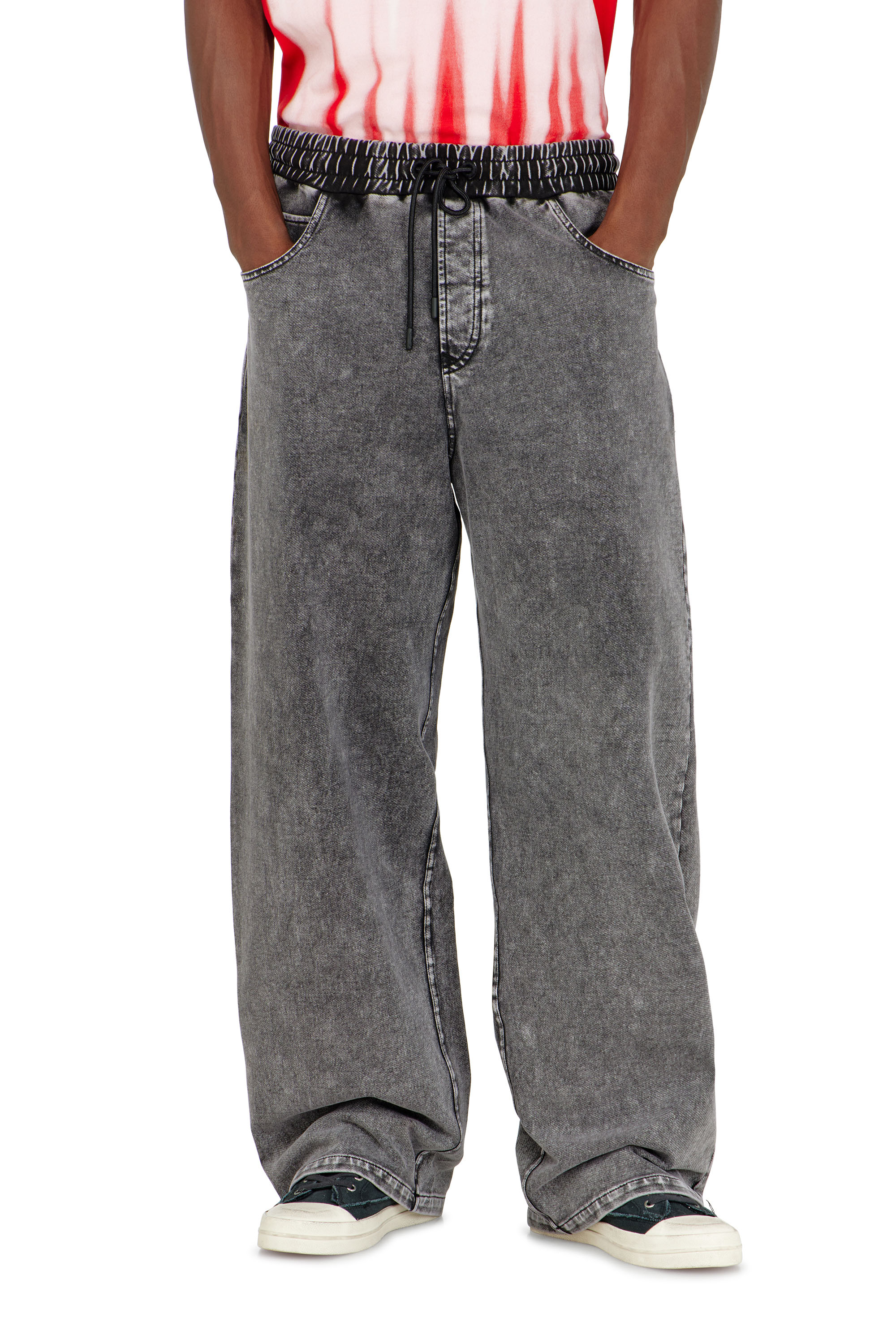Diesel - P-STUK, Man's Sweatpants with denim effect in Grey - 2