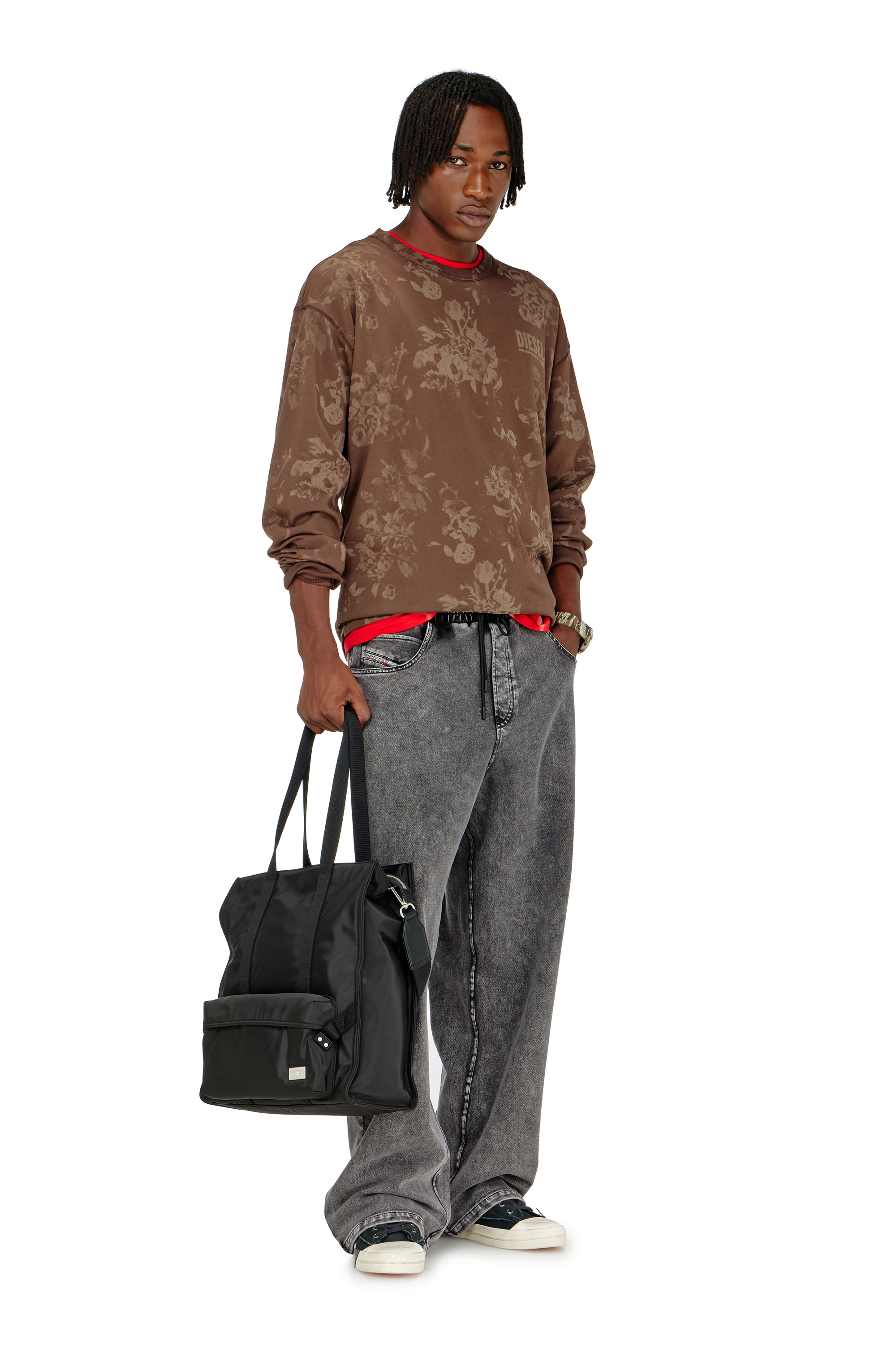 Diesel - P-STUK, Man's Sweatpants with denim effect in Grey - 1