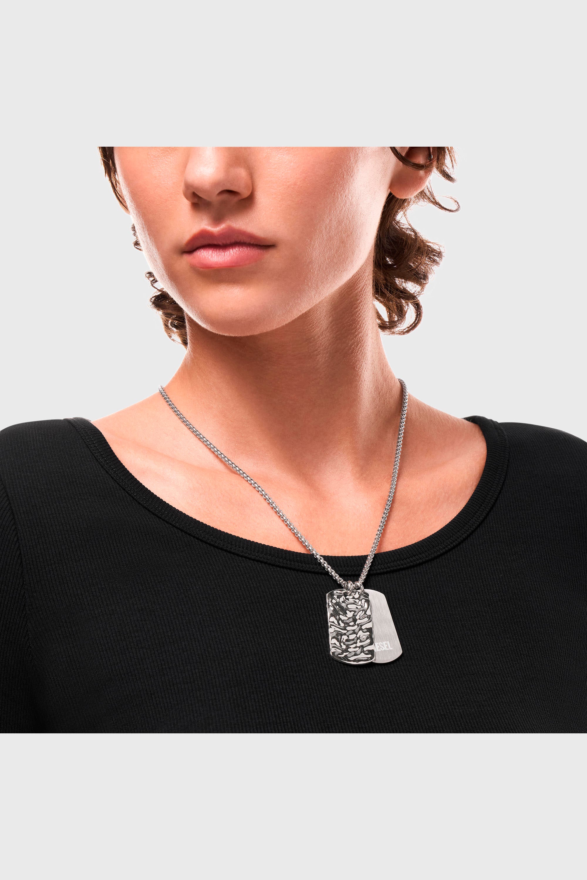 Diesel - DX1735040, Unisex's Stainless Steel Dog Tag Necklace in Silver - 3
