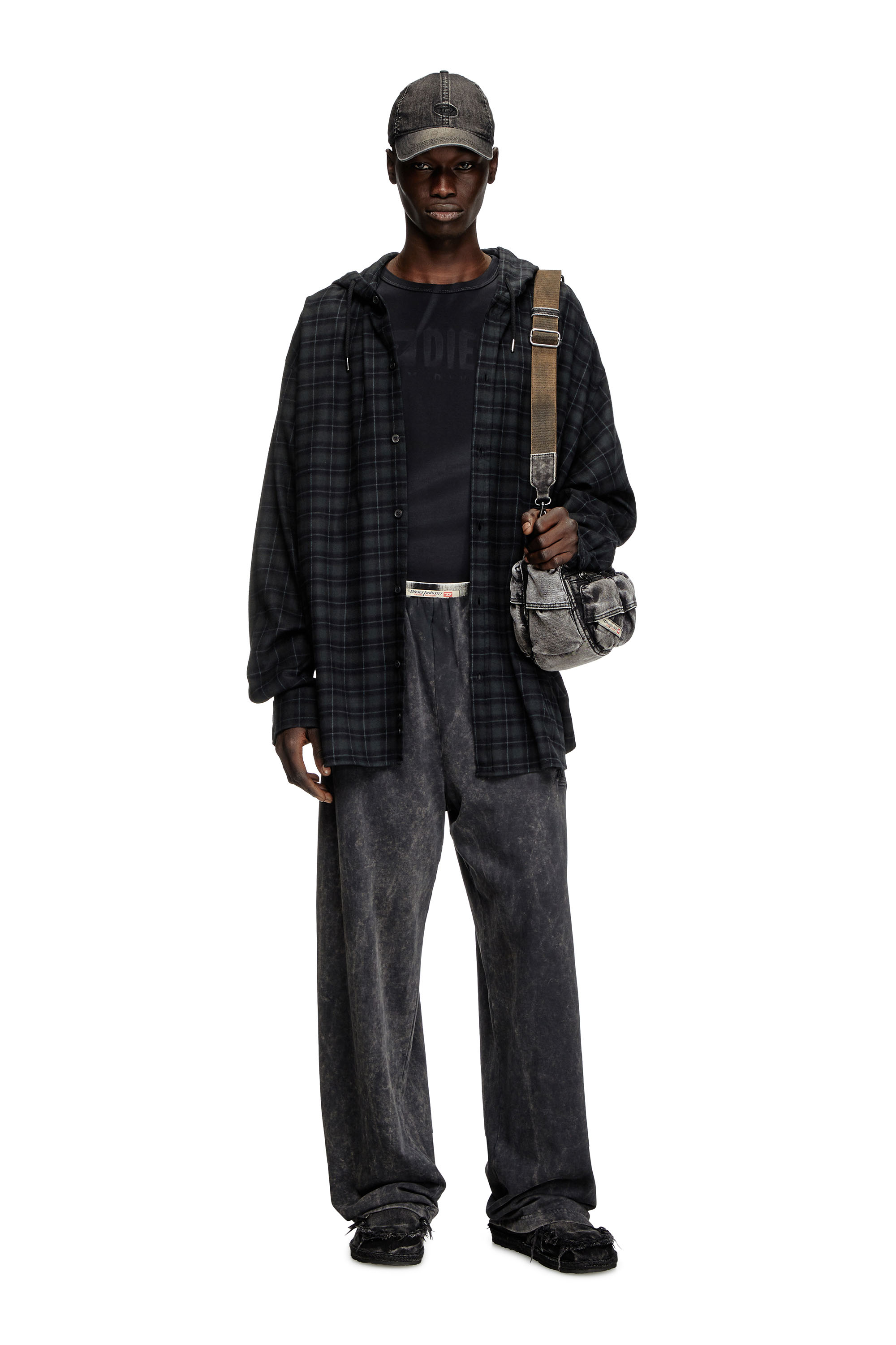 Diesel - T-ADJUST-R13, Man's Laser-faded logo T-shirt in Black - 1