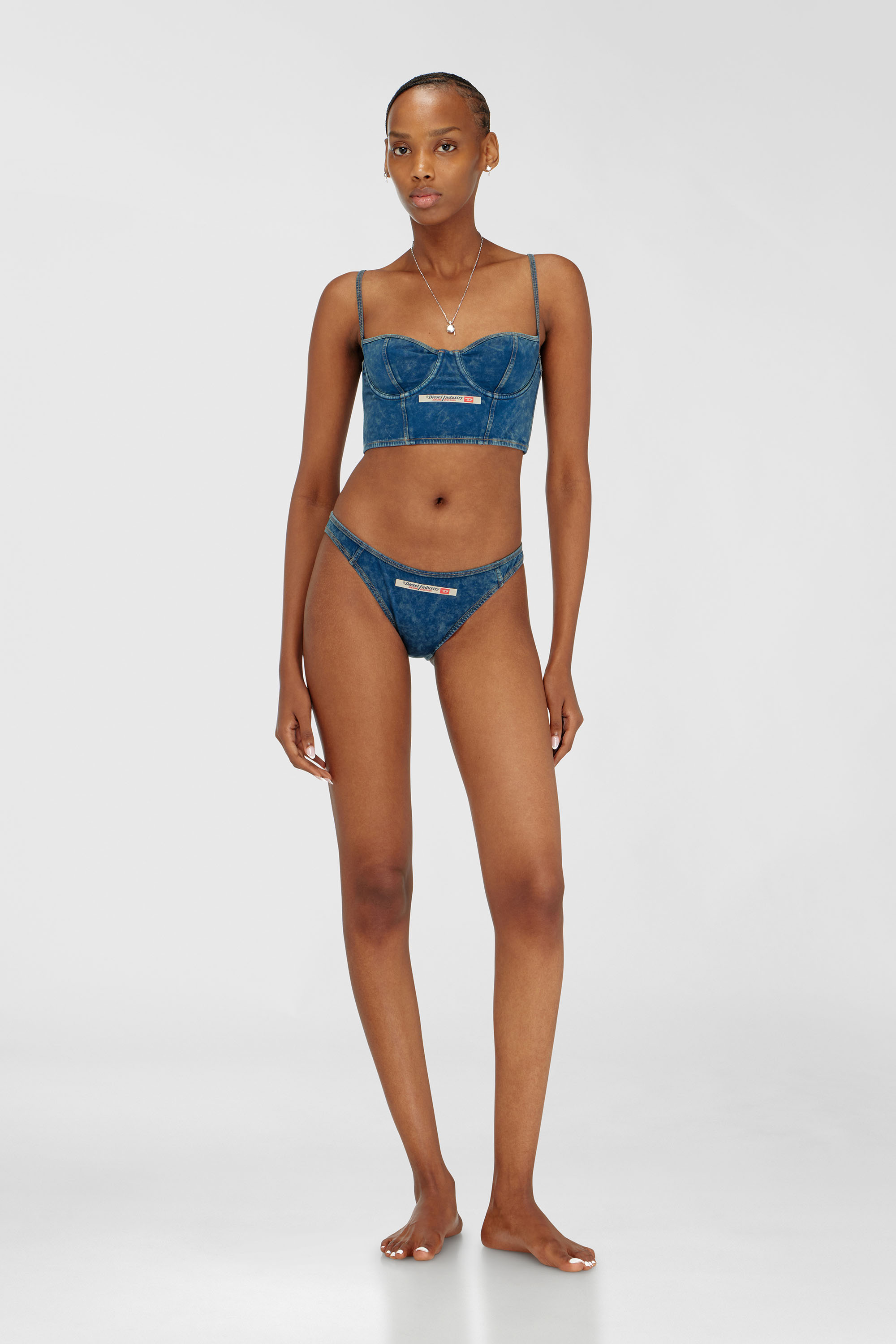 Diesel - SHEILA-DNM, Woman's Bustier top in denim-effect cotton in Blue - 2