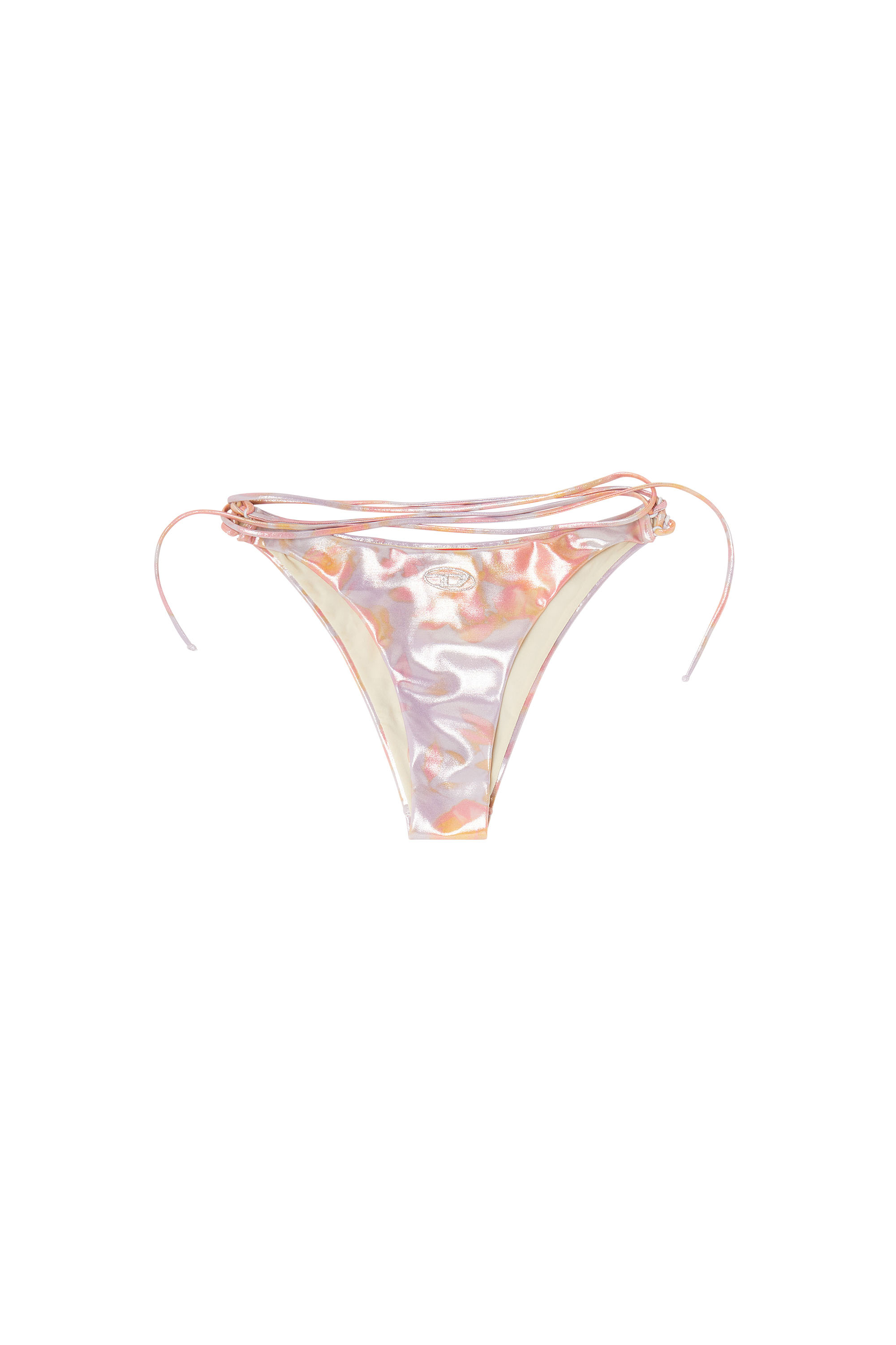 Diesel - GIUSY-UTLT, Woman's Strappy metallic bikini bottoms with floral print in Lilac - 4