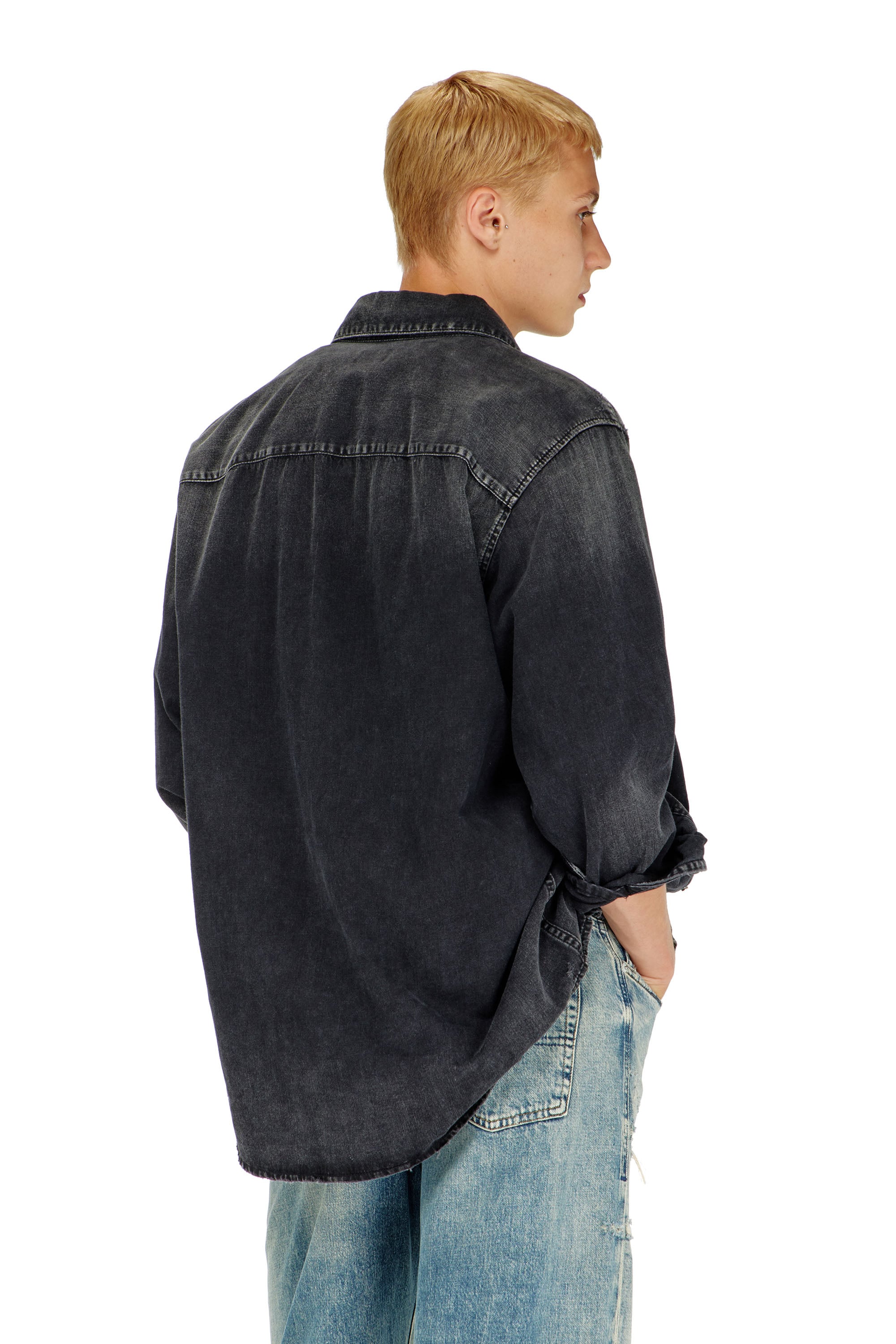 Diesel - D-SIMPLY, Man's Long-sleeve denim shirt in Black - 4