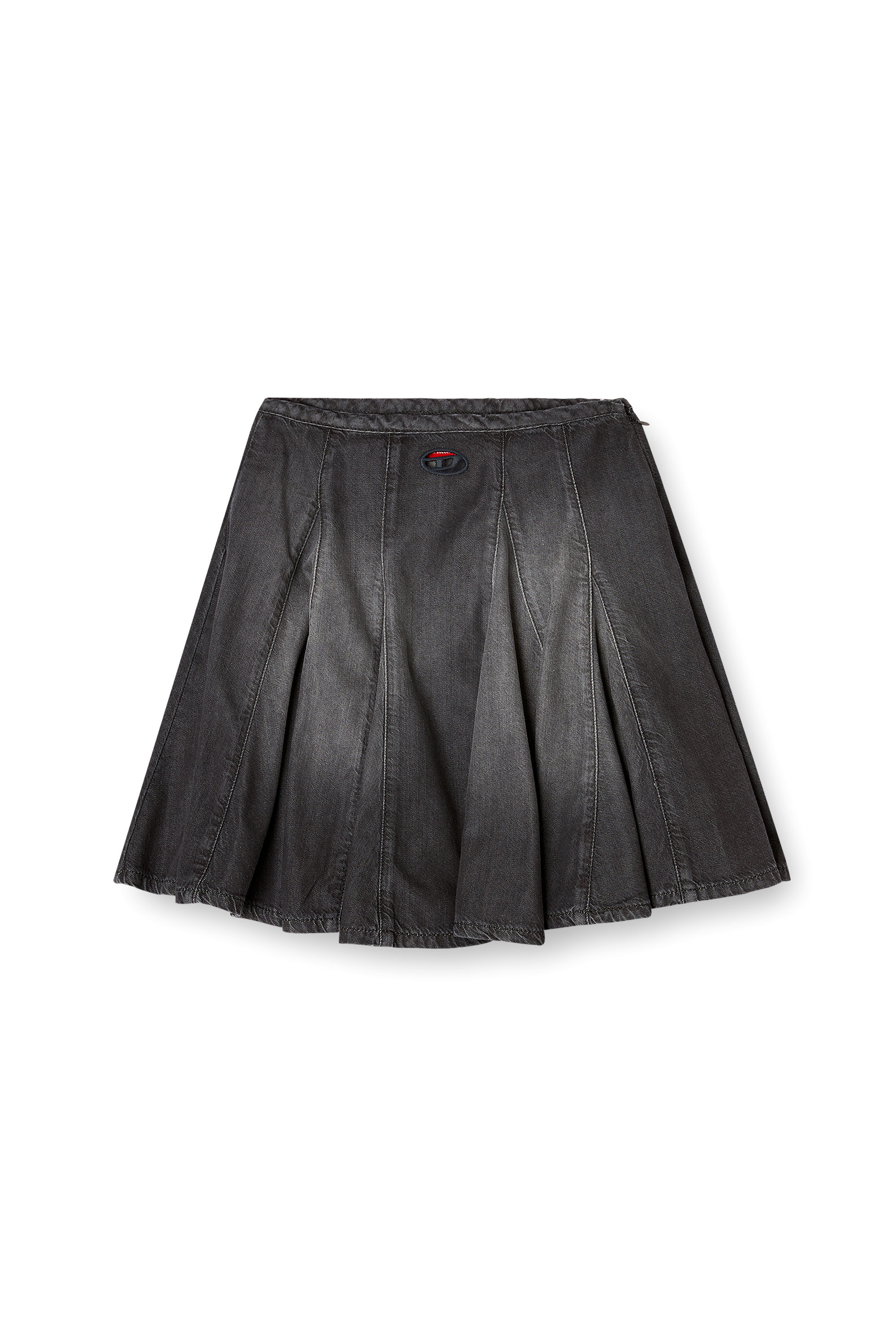 Diesel - DE-SPIKI-S, Woman's Short pleated skirt in lightweight denim in Black - 2