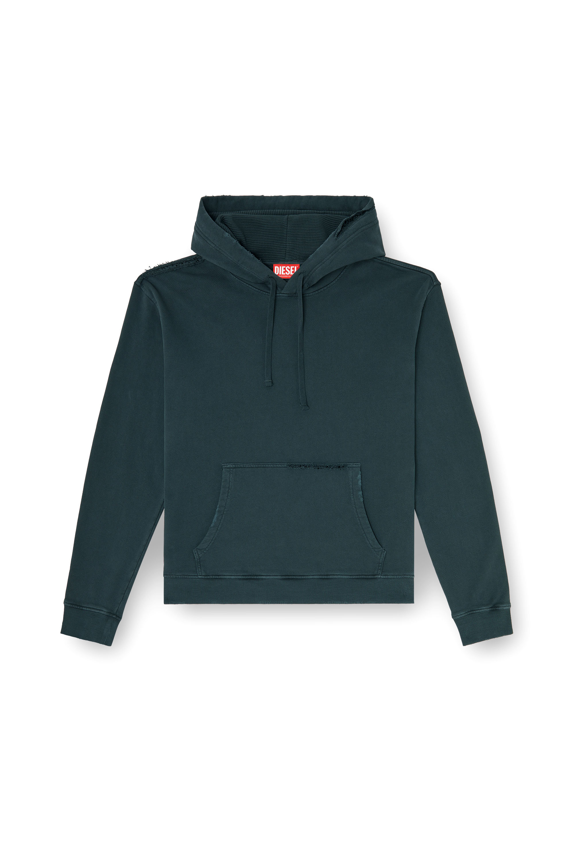 Diesel - S-NORM-HOOD-CRYSTALS, Man's Hoodie with rips and crystal details in Dark Green - 2