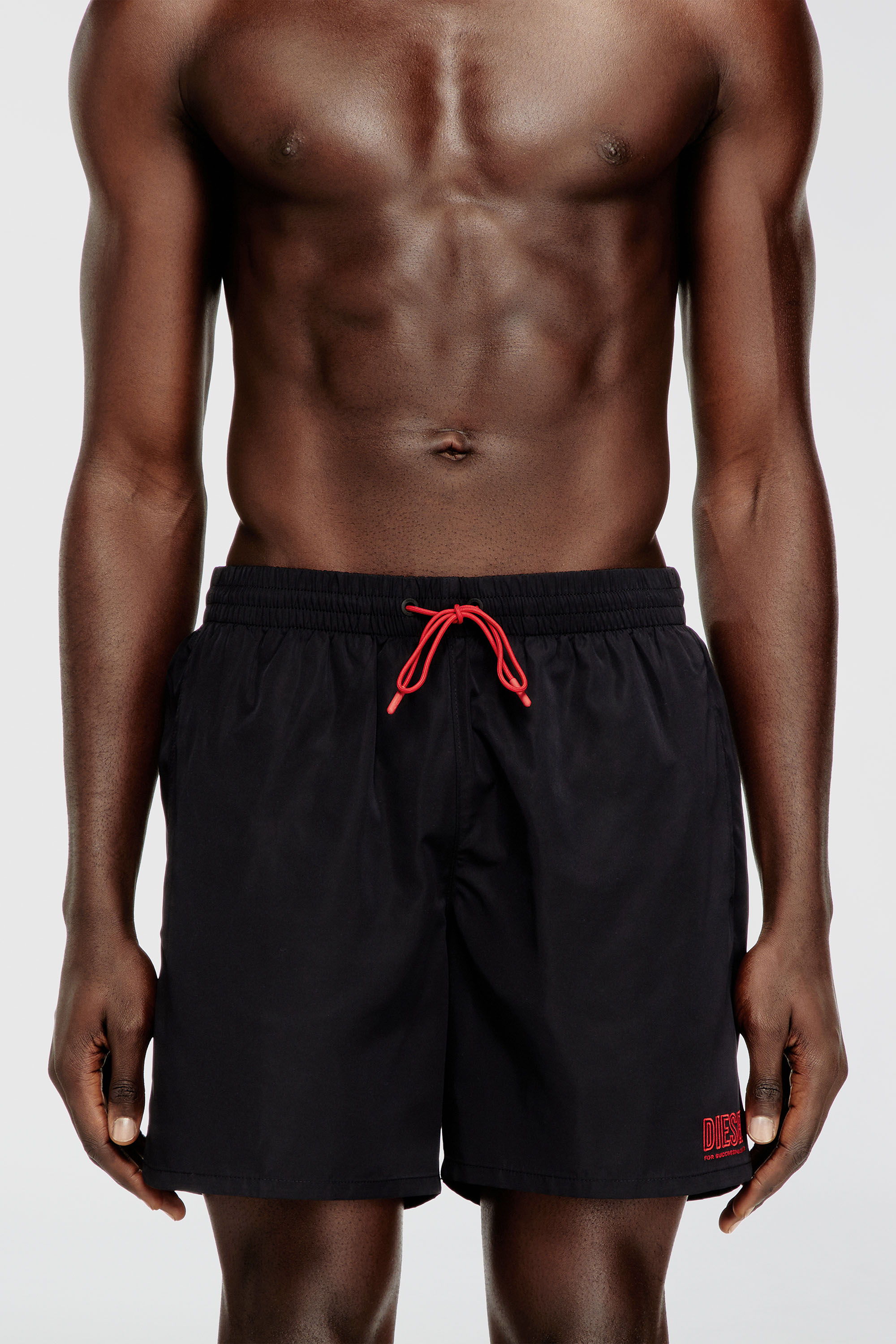 Diesel - SPORT-41-D-CORE, Man's Swim shorts with zip pocket in Black - 1