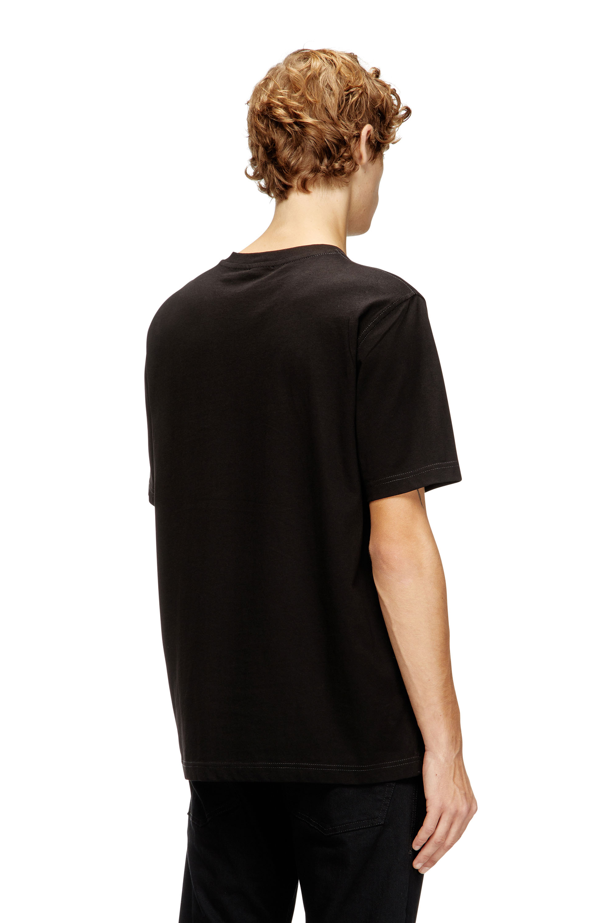 Diesel - T-ADJUST-V2, Man's Light cotton T-shirt with faded logo in Black - 4