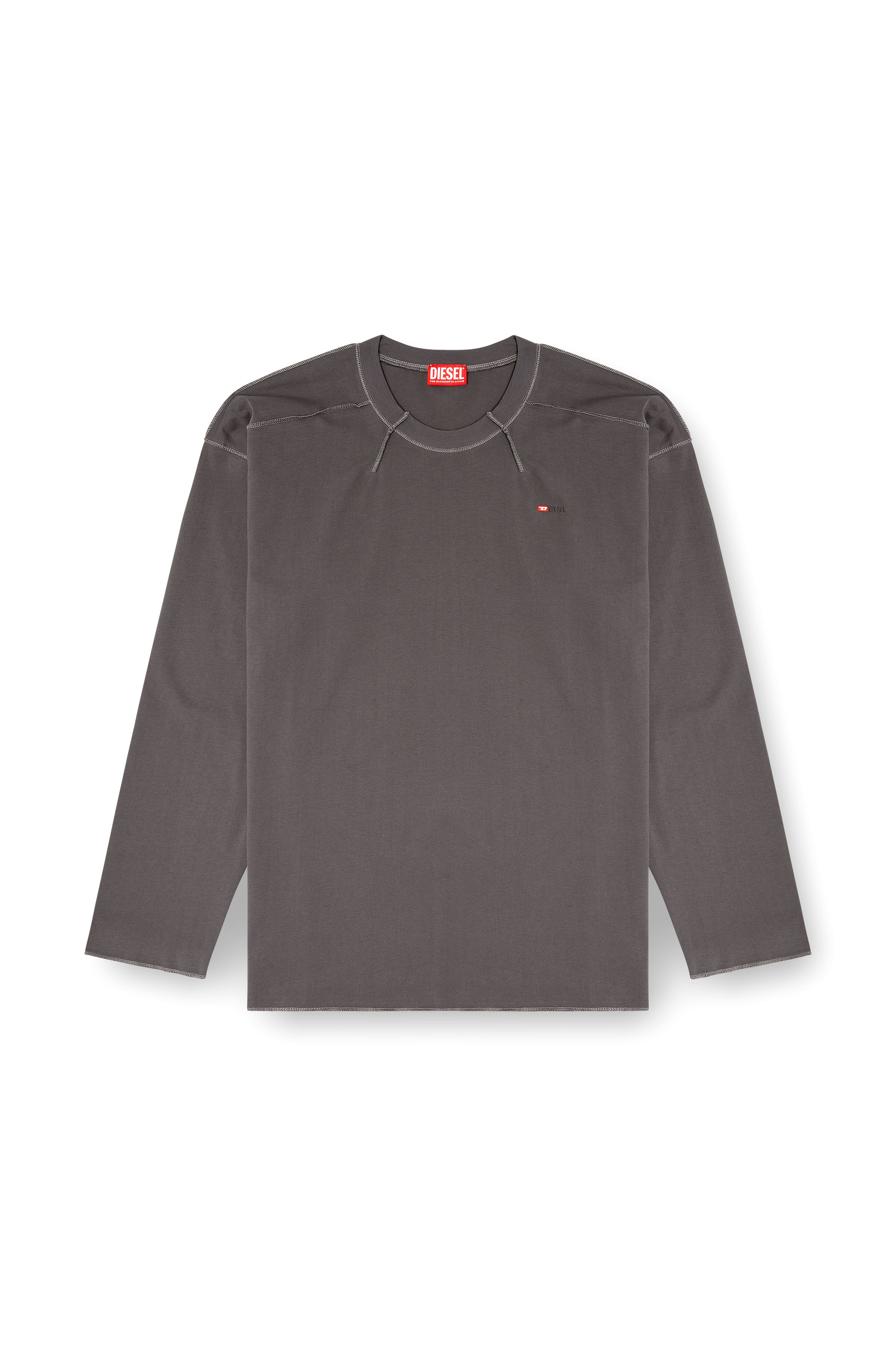 Diesel - T-CRAHOR-BOXT-LS-T1, Man's Cotton T-shirt in Grey - 2