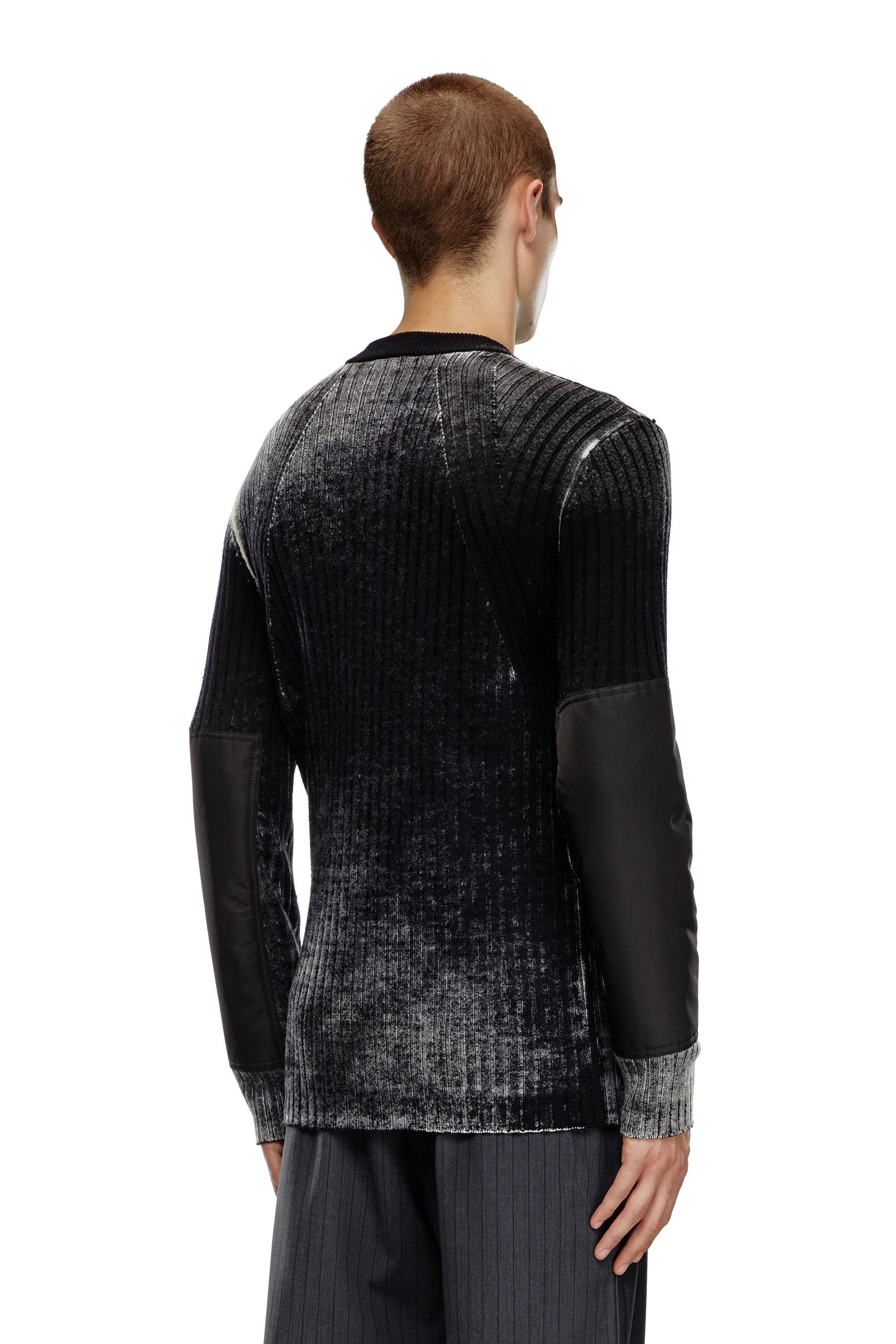 Diesel - K-RETRO, Man's Wool jumper with elbow patches in Black - 4