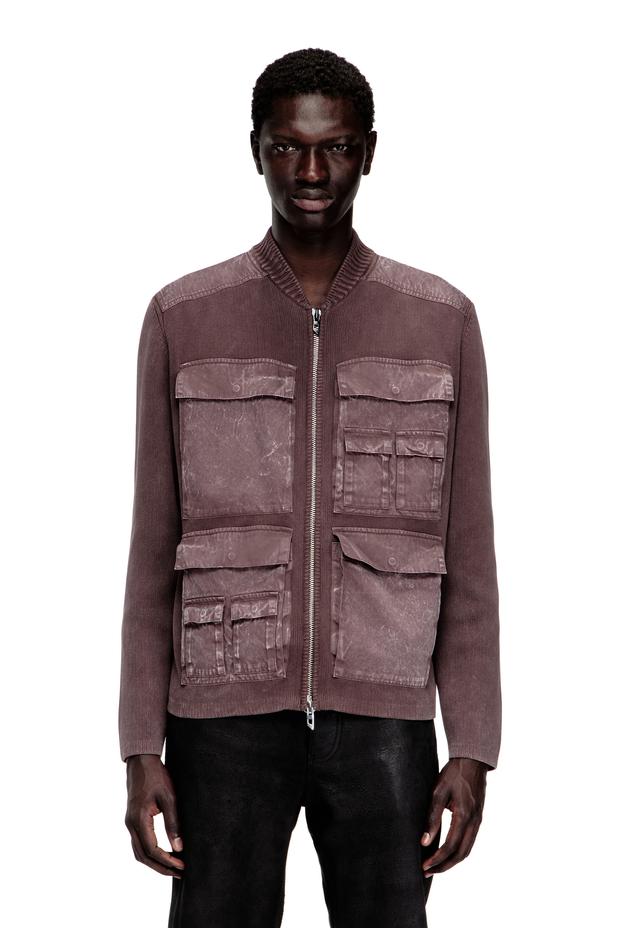Diesel - K-GEROME, Man's Zip-up cardigan with cargo pockets in null - 3