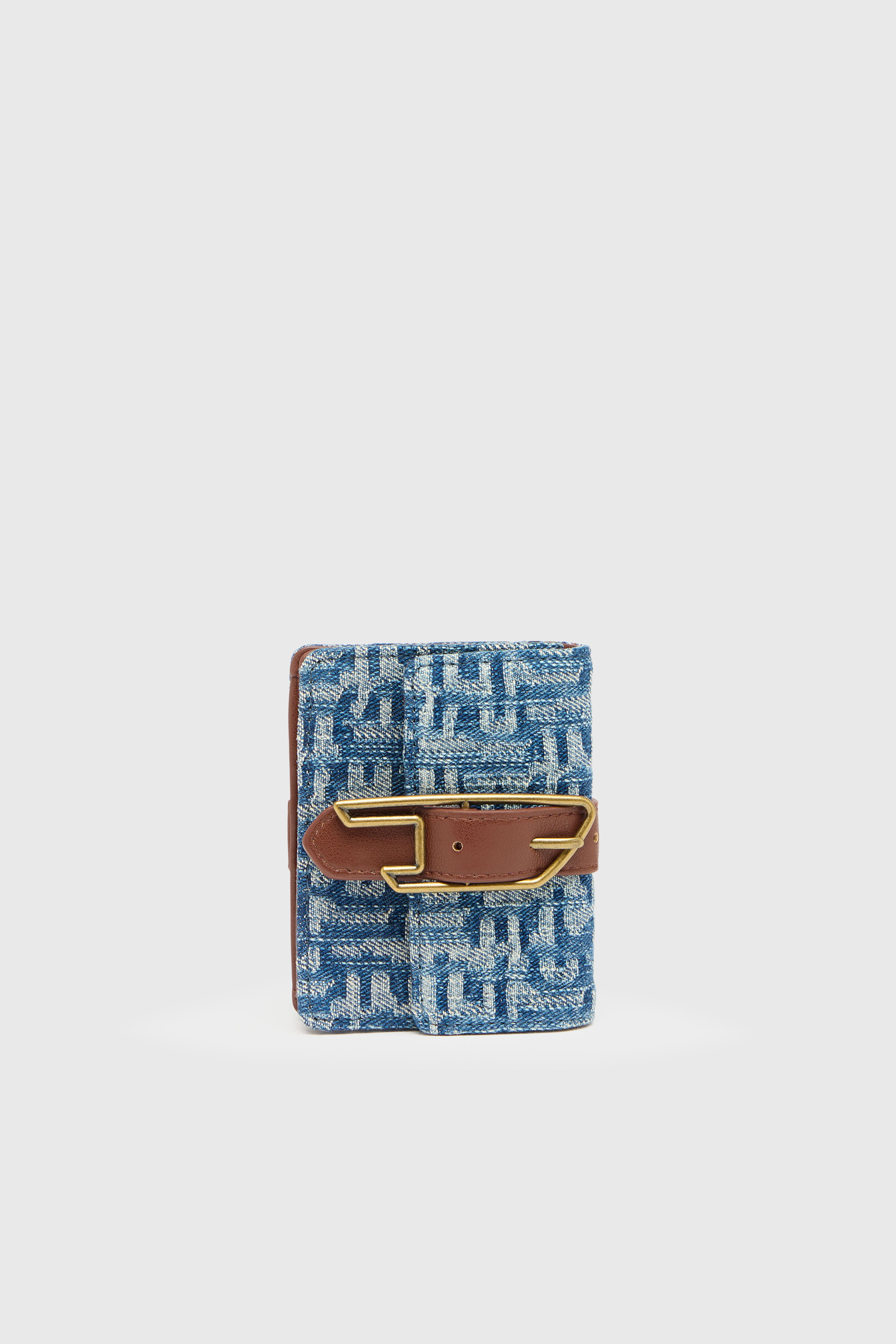 Diesel - D-LINE CARD HOLDER, Woman's Card holder in monogram denim with belt detail in Blue - 1