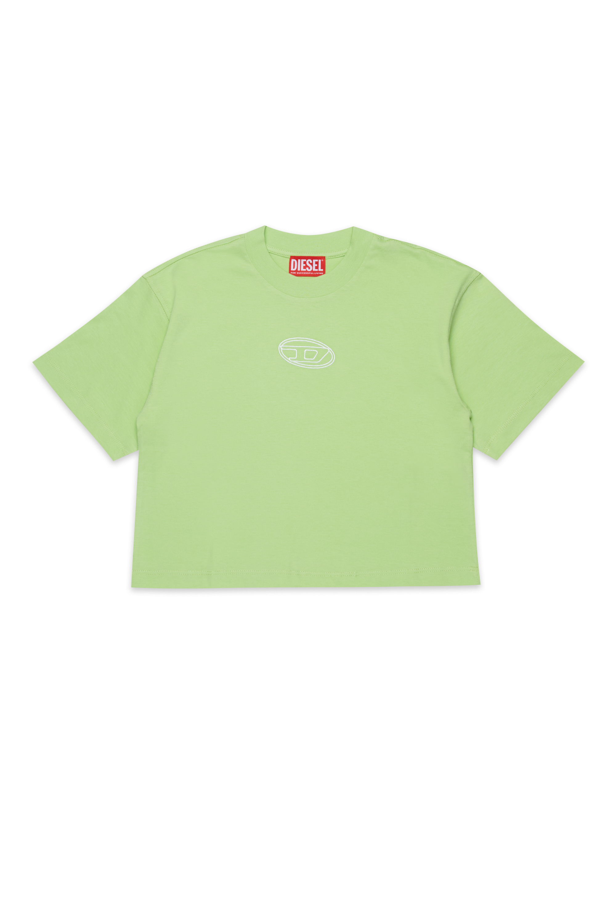 Diesel - TIXAN, Woman's Cotton T-shirt with central logo in Green - 1